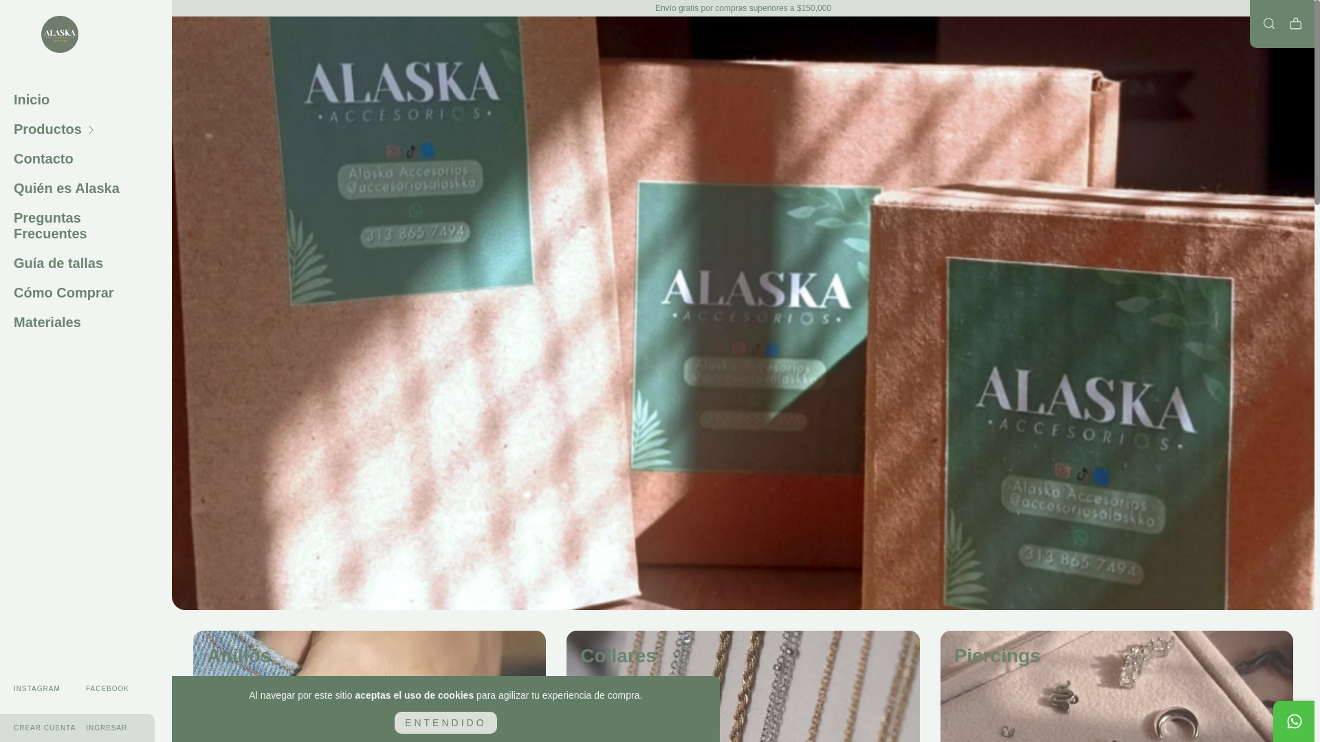 website screenshot of https://accesoriosalaska.com.co/
