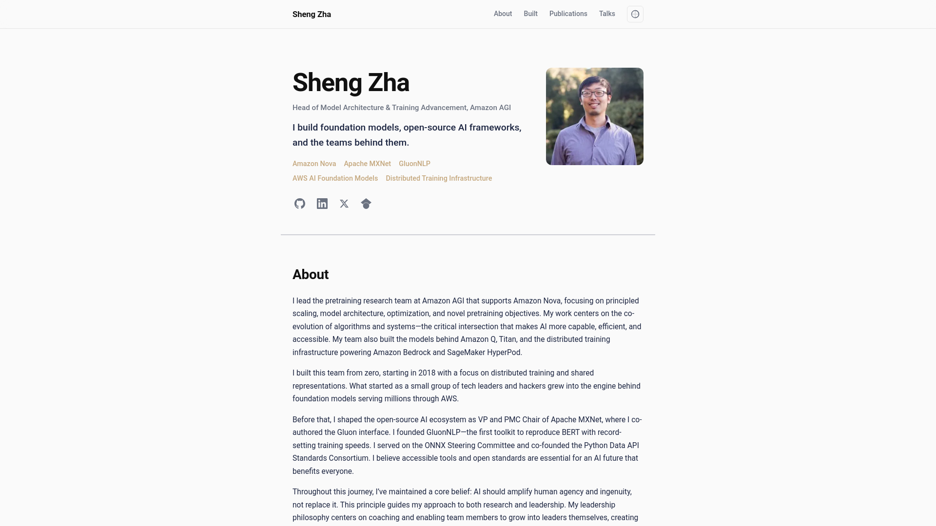 website screenshot of https://szha.ai/