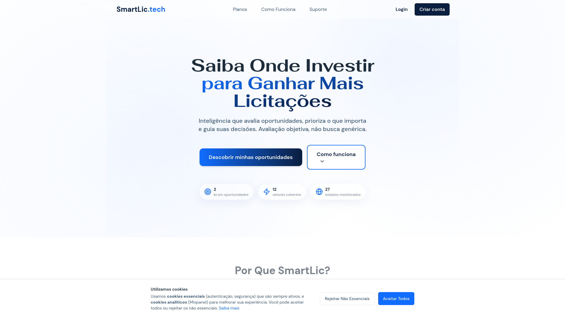 website screenshot of https://smartlic.tech/