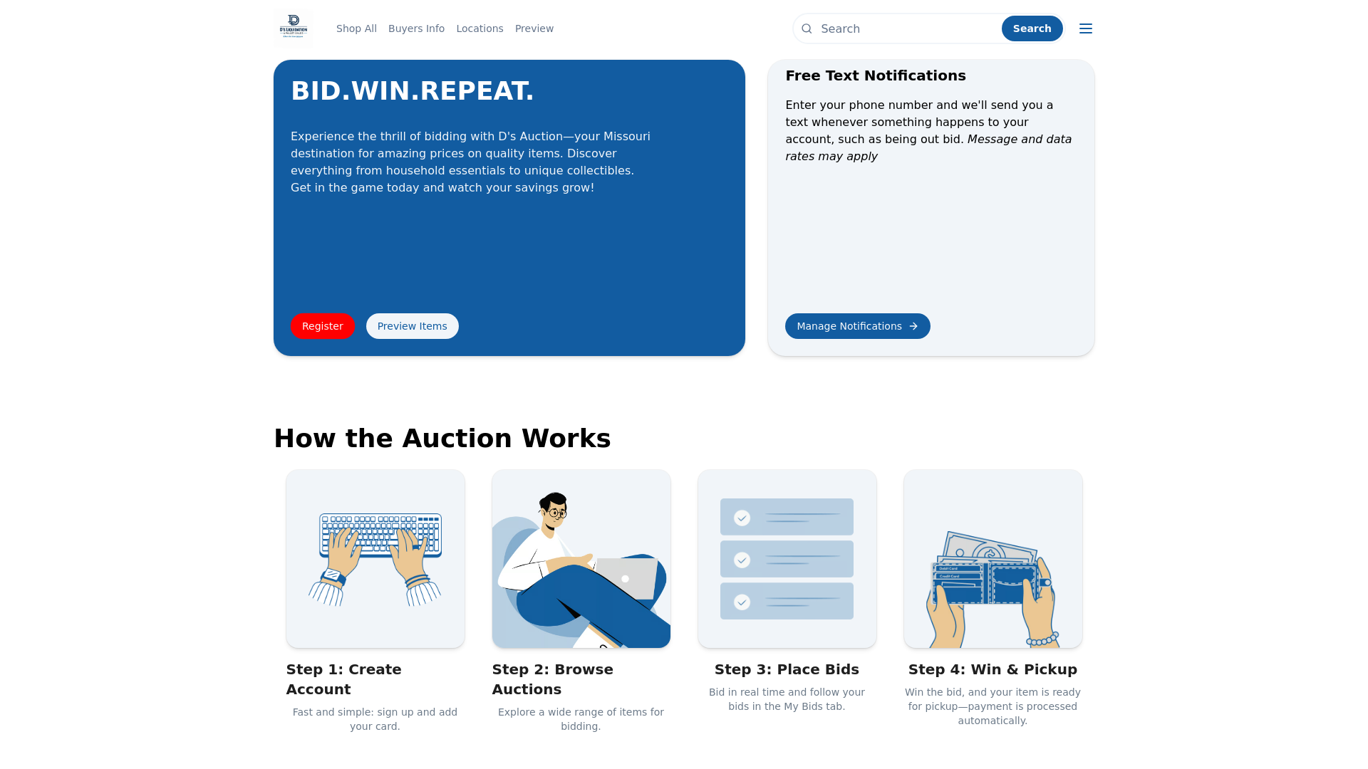website screenshot of https://ds-auction.com/