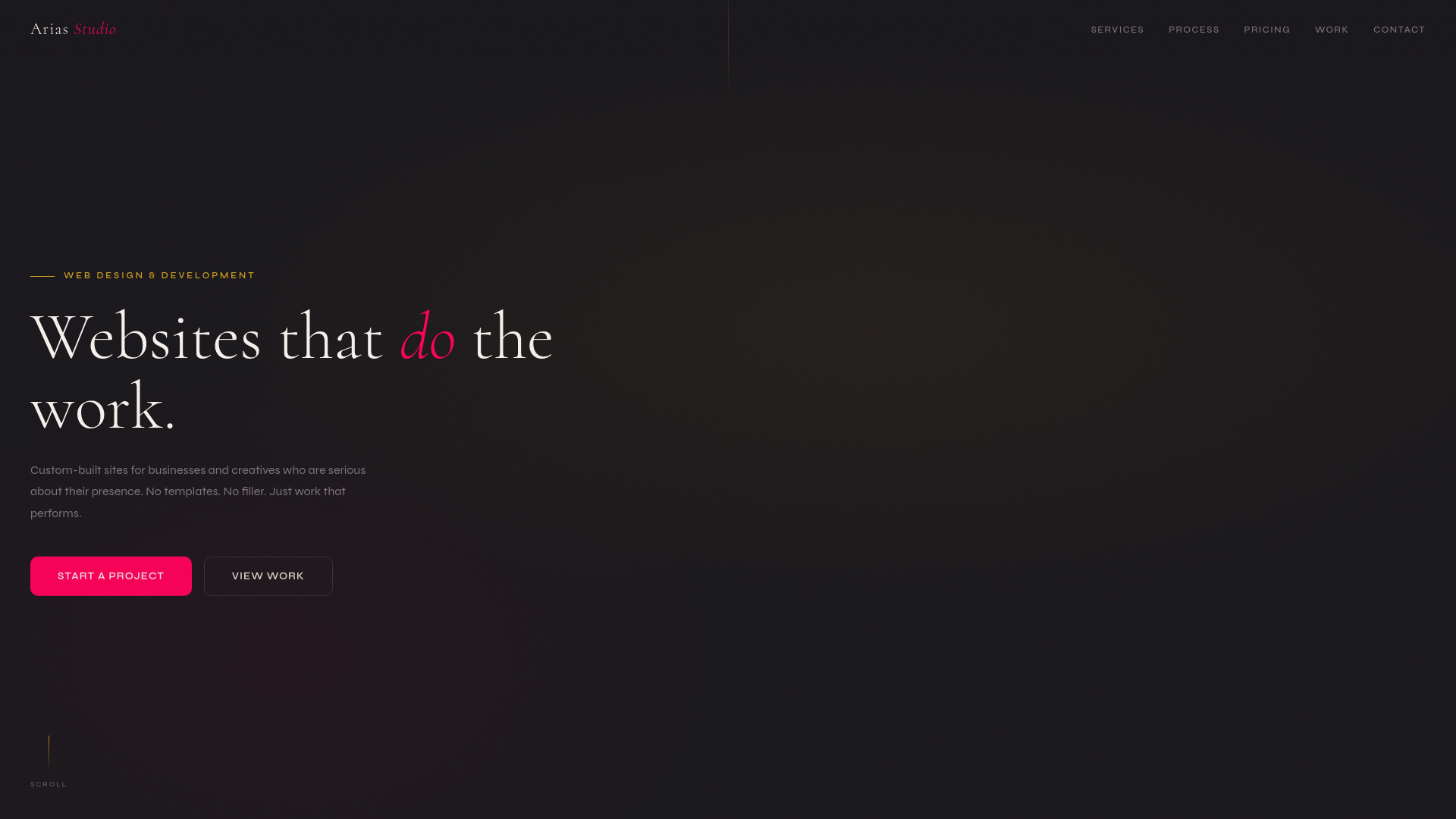 website screenshot of https://ariasstudio.ca