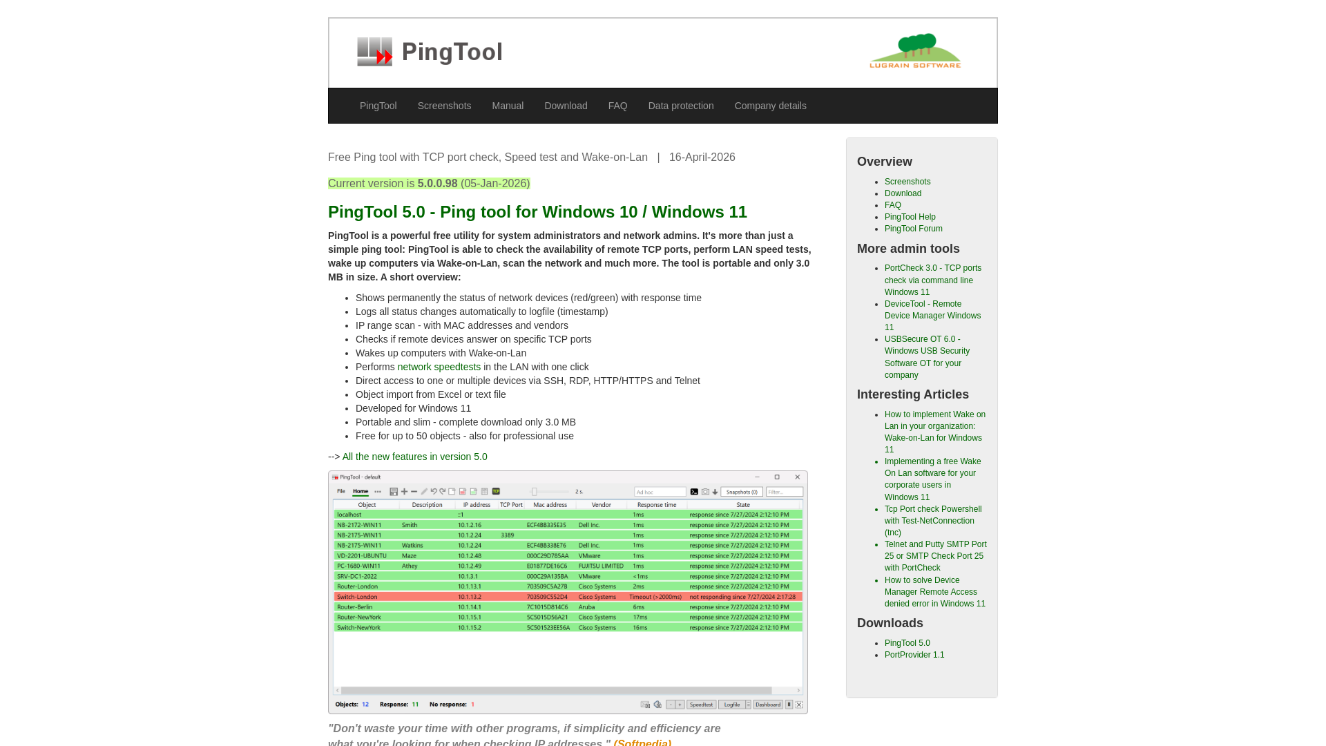 website screenshot of https://ping-tool.com/