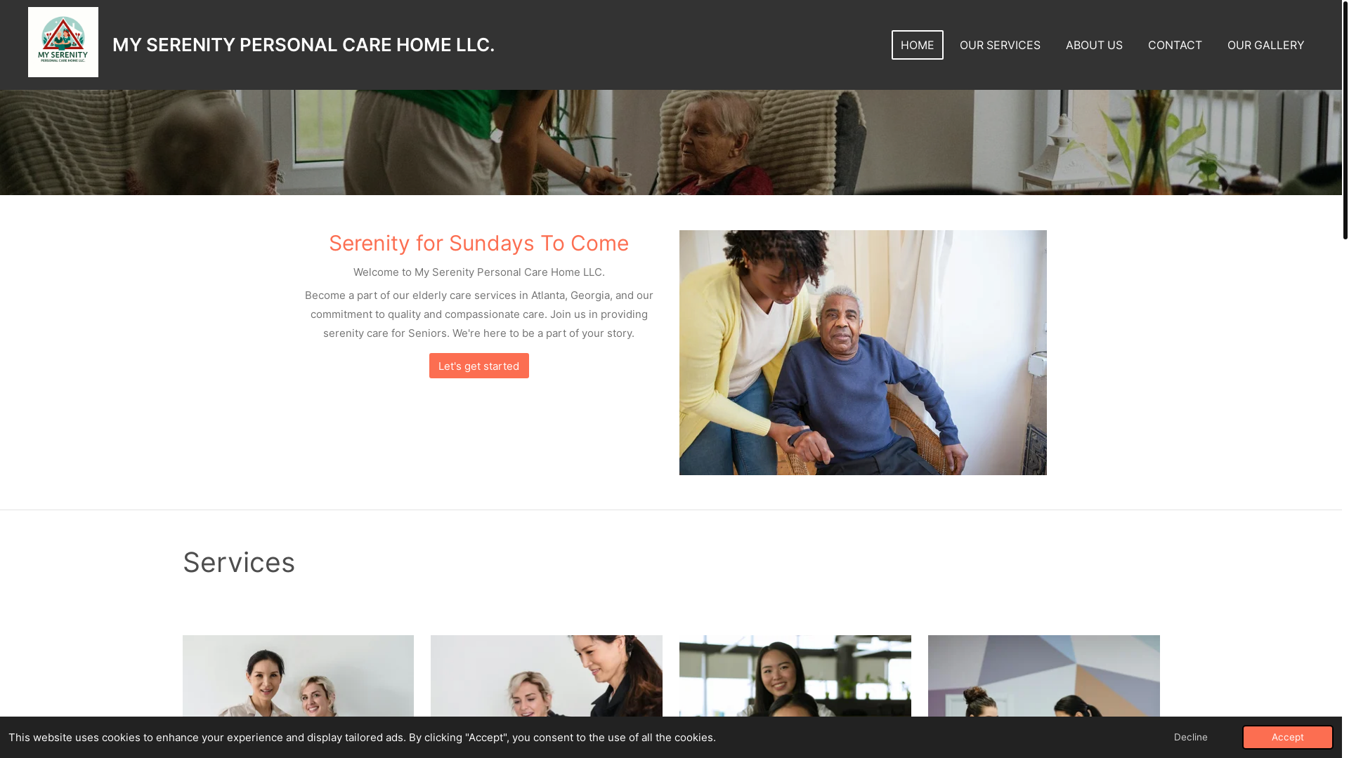 website screenshot of https://myserenitypersonalcarehomellc.com/