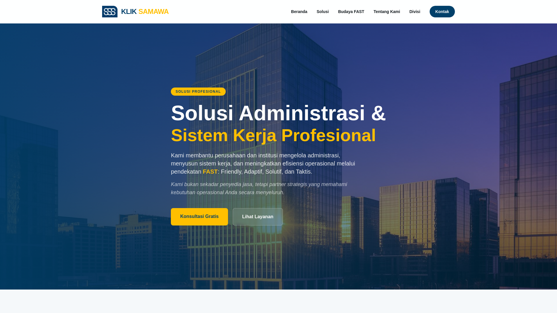 website screenshot of https://kliksamawa.pages.dev/