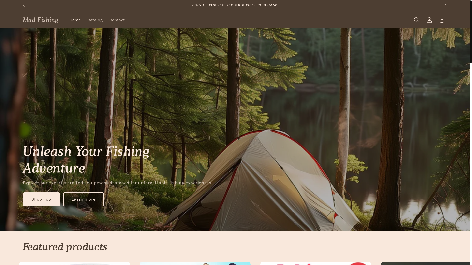 website screenshot of https://madfishing.store/