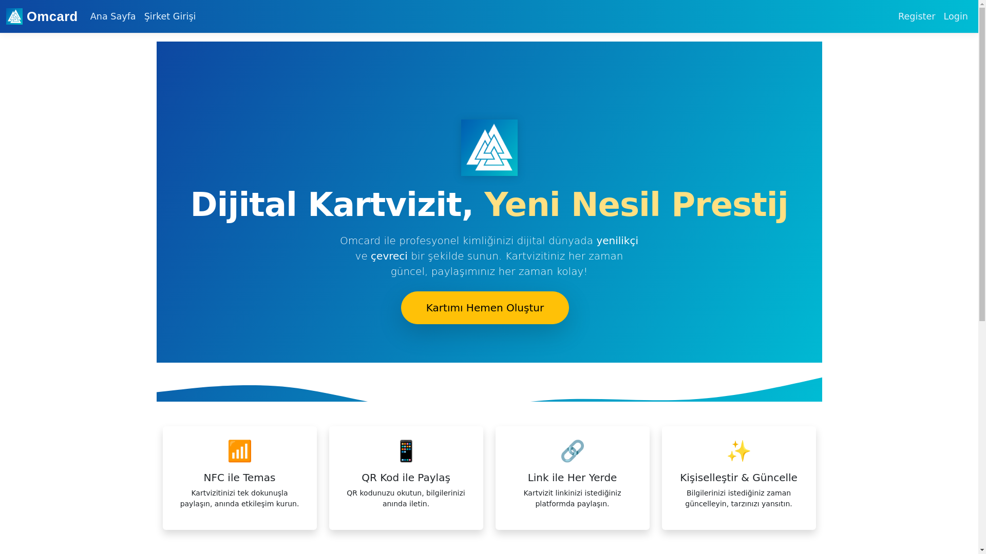 website screenshot of https://omcard.com.tr/