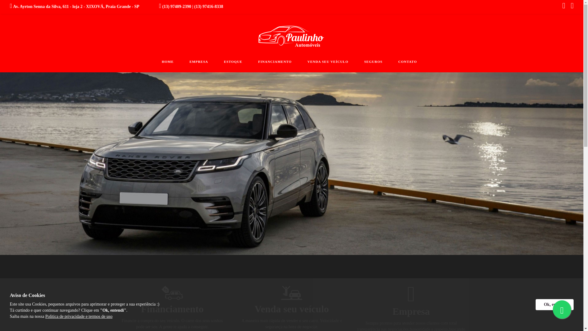 website screenshot of https://paulinhoautomoveispg.com.br/