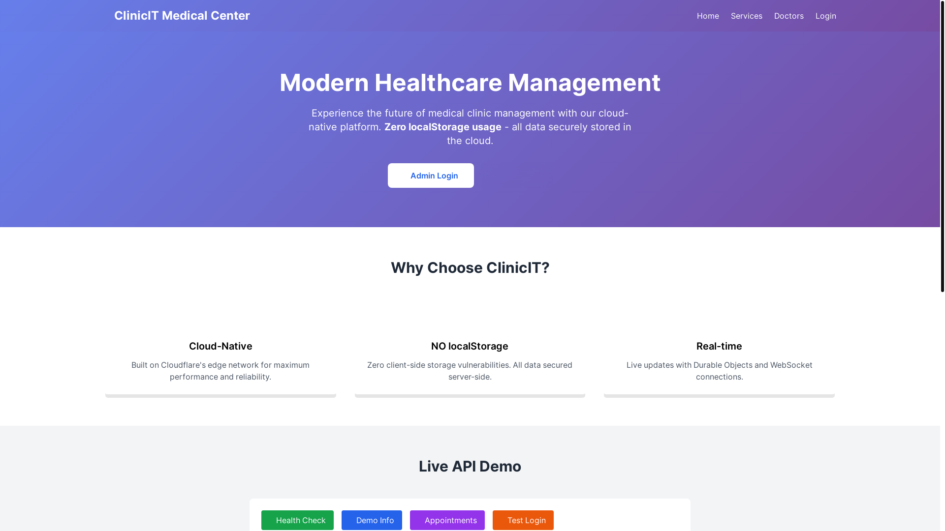 website screenshot of https://clinicit-frontend-cny.pages.dev/