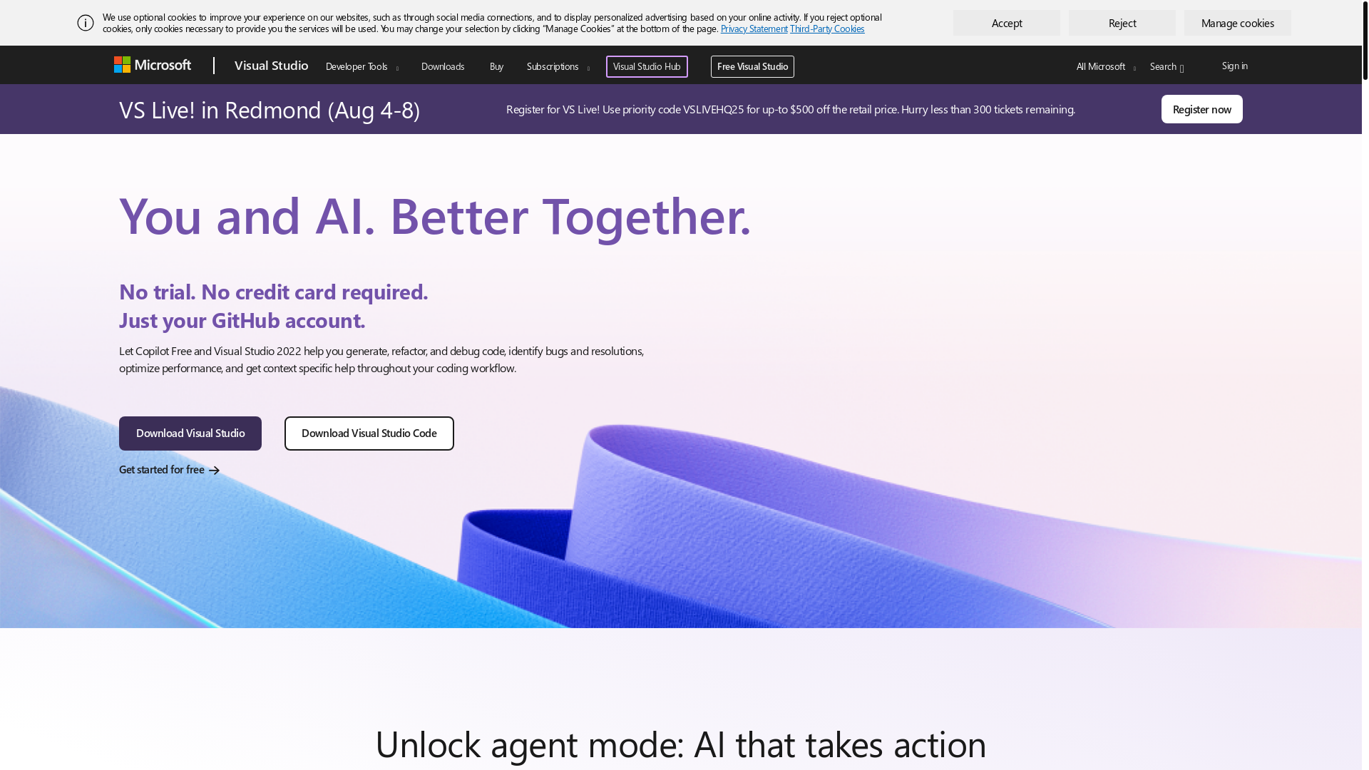 website screenshot of https://visualstudio.microsoft.com/