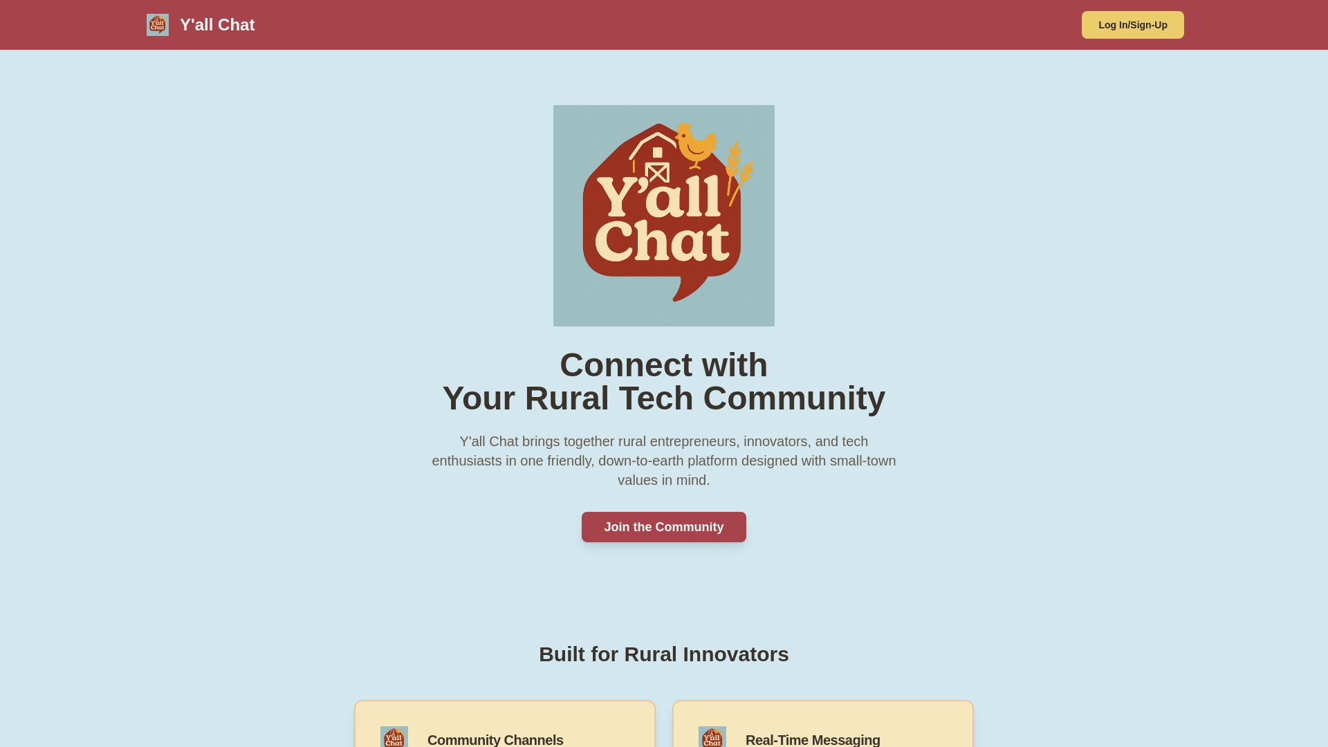 website screenshot of https://yall-chat.com/