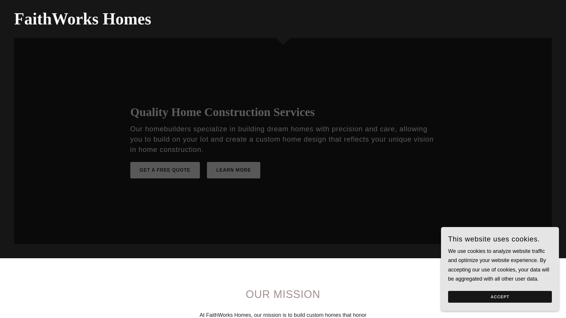 website screenshot of https://faithworkshomes.com/