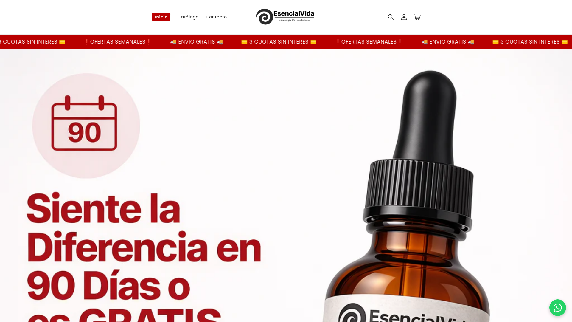 website screenshot of https://esencialvida.store
