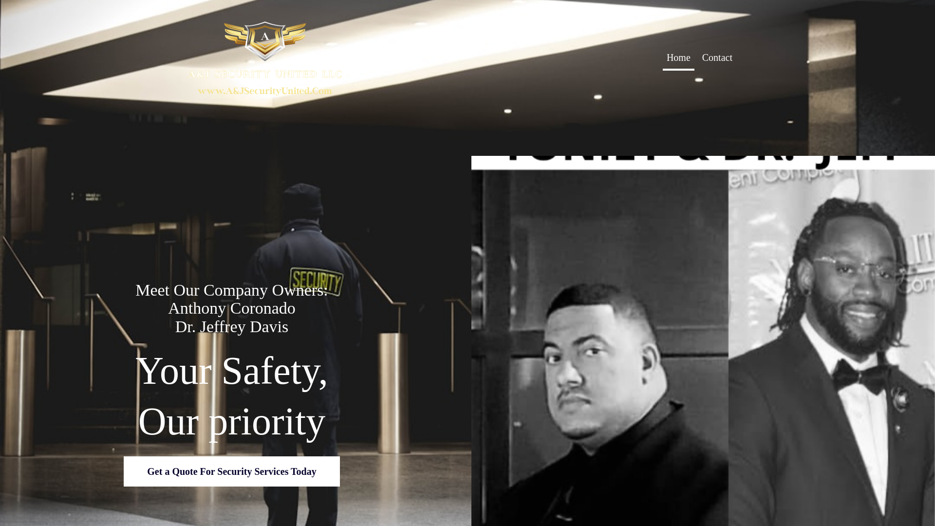 website screenshot of https://ajsecurityunited.com