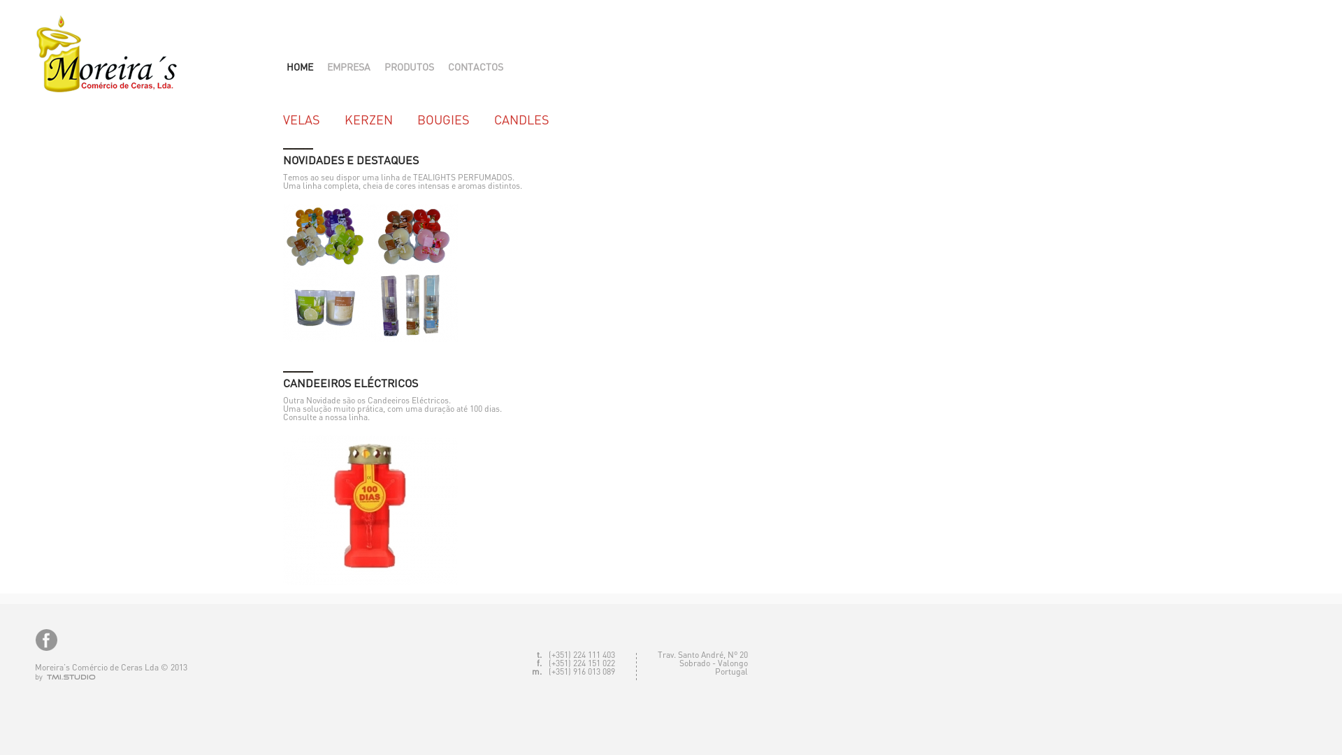 website screenshot of https://moreirasvelas.pt/