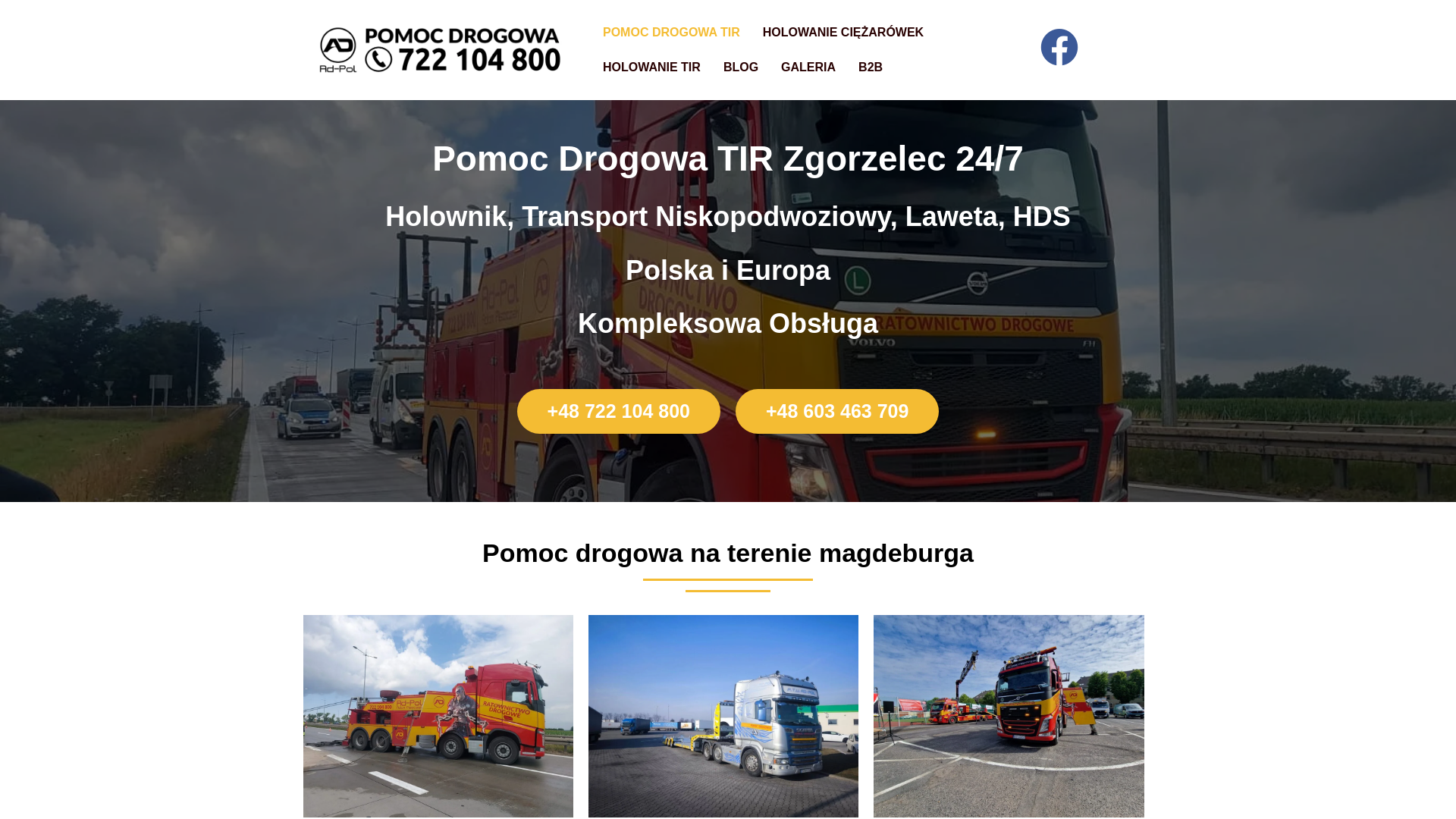 website screenshot of https://pomocdrogowatirlubin.pl/