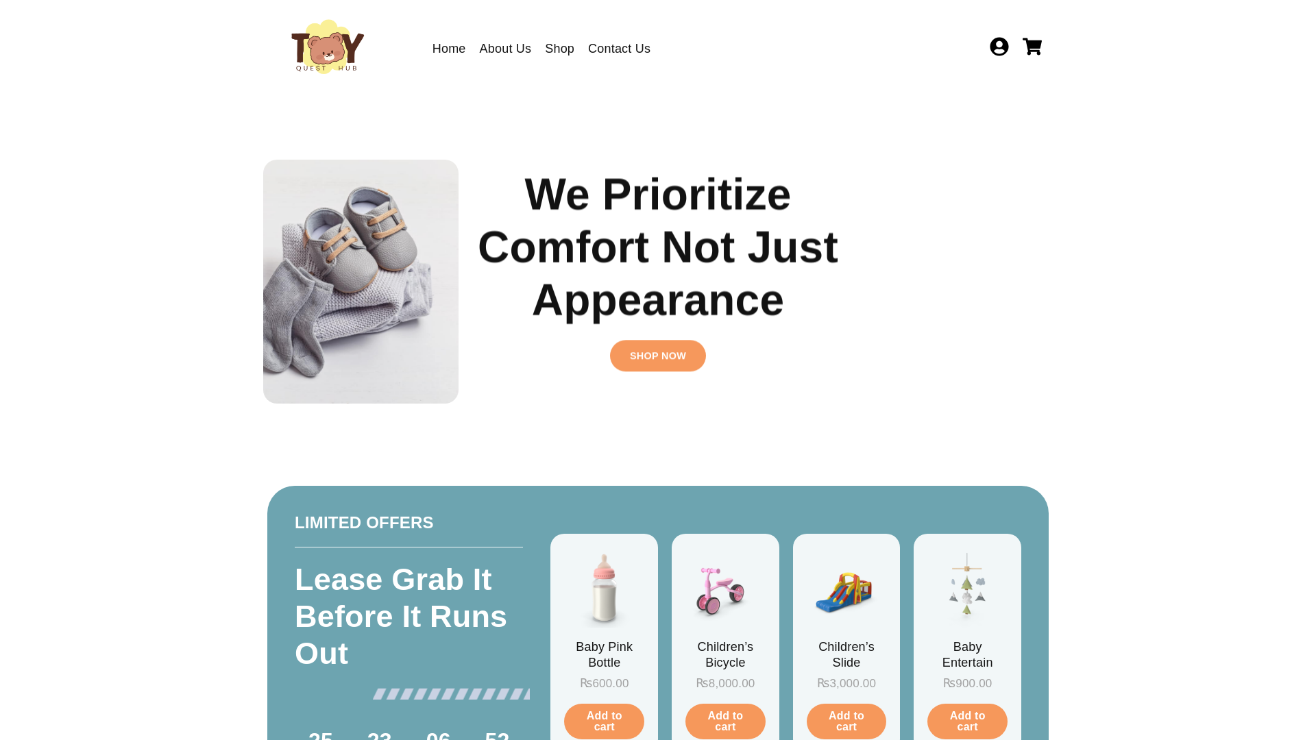 website screenshot of https://toyquesthub.store