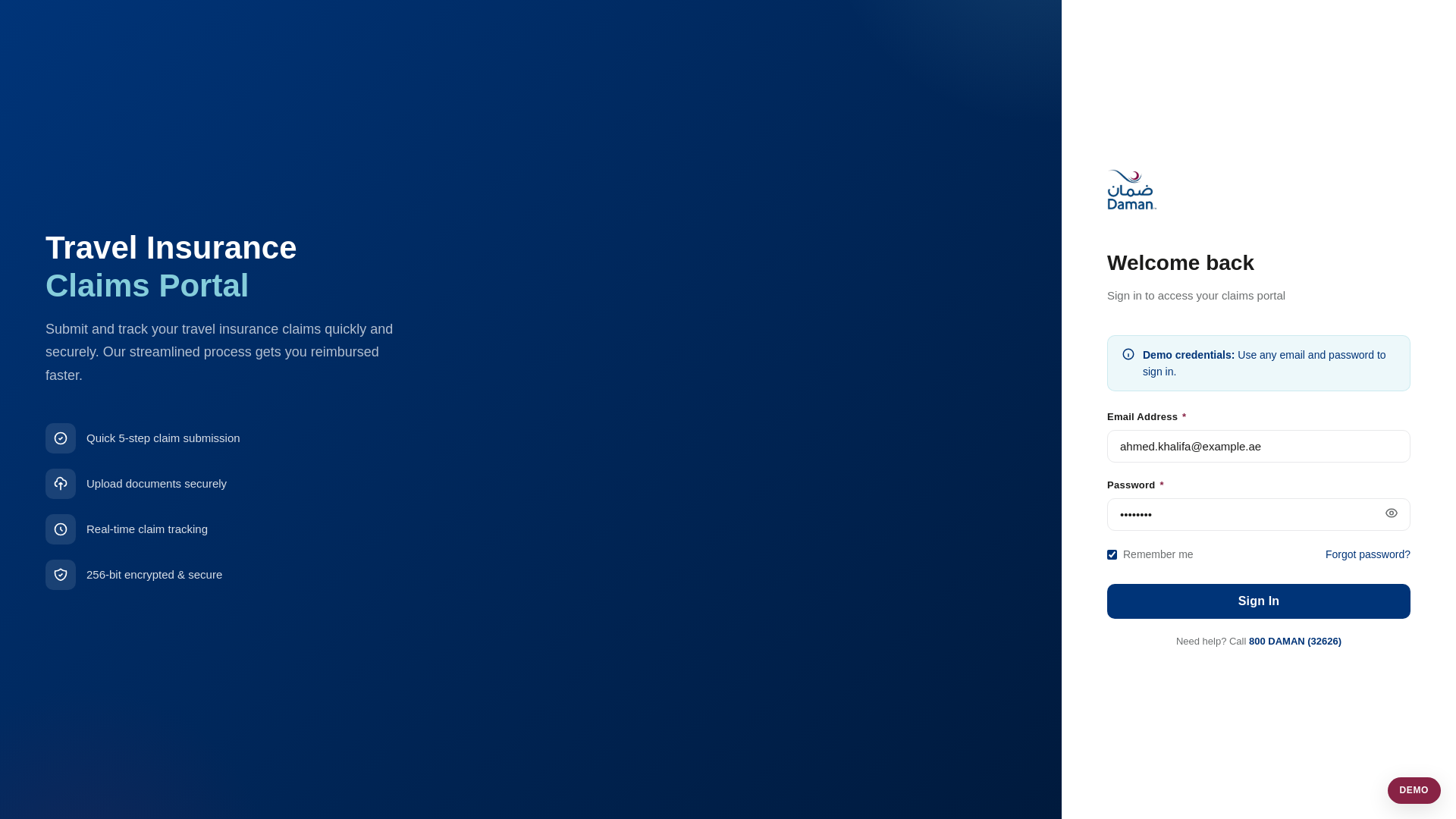 website screenshot of https://daman-claims-portal.pages.dev/