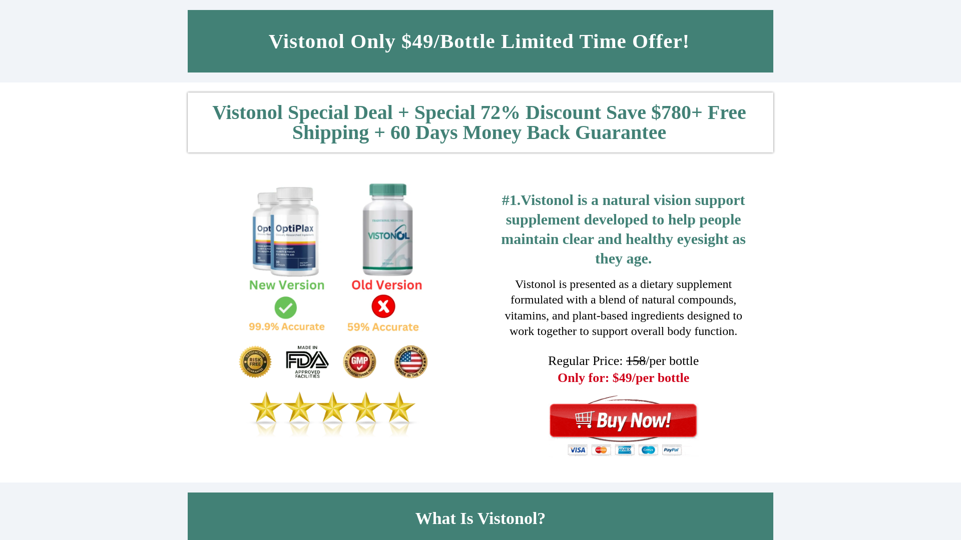 website screenshot of https://vistonol.us