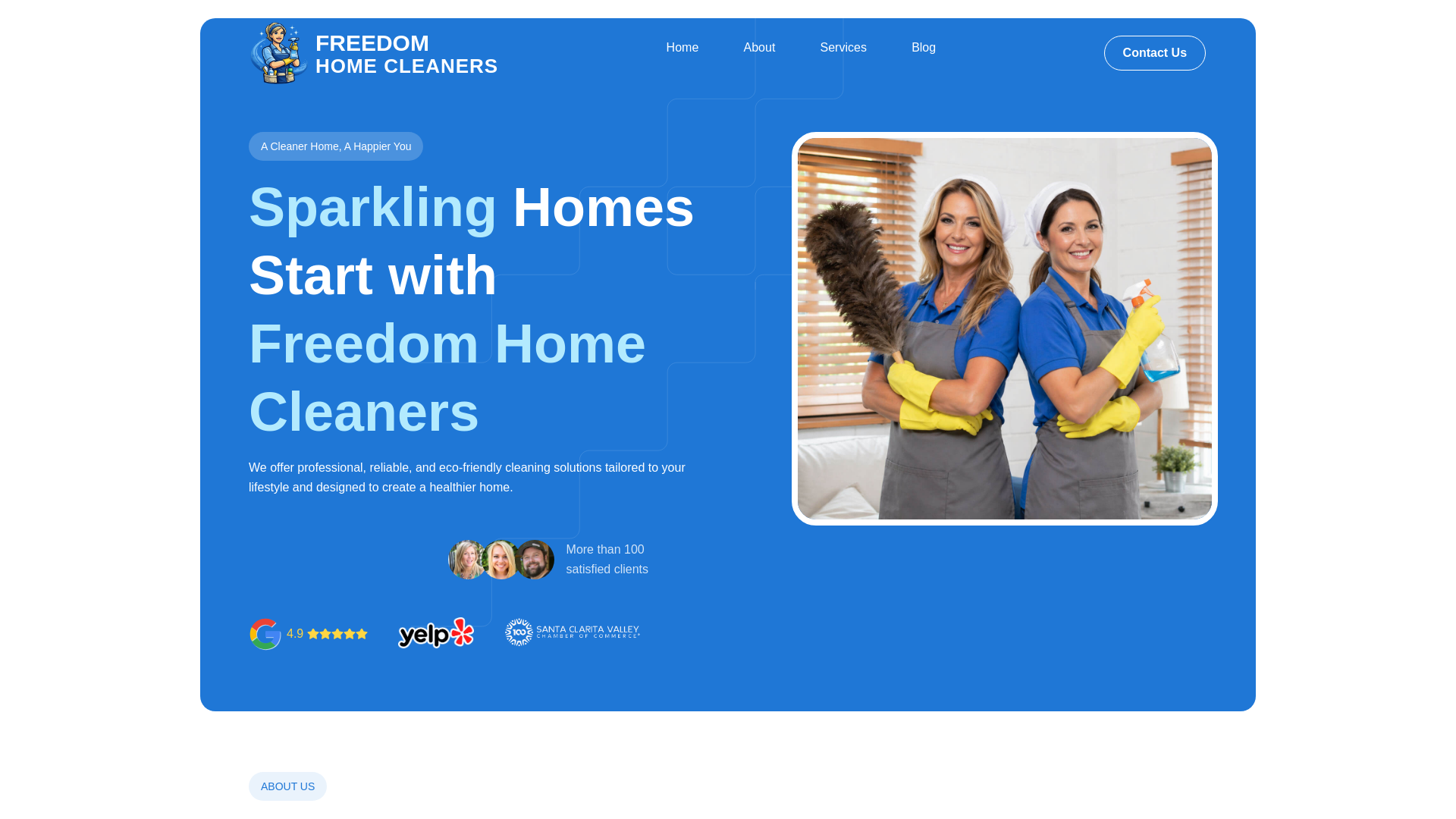 website screenshot of https://freedomhomecleaners.com/