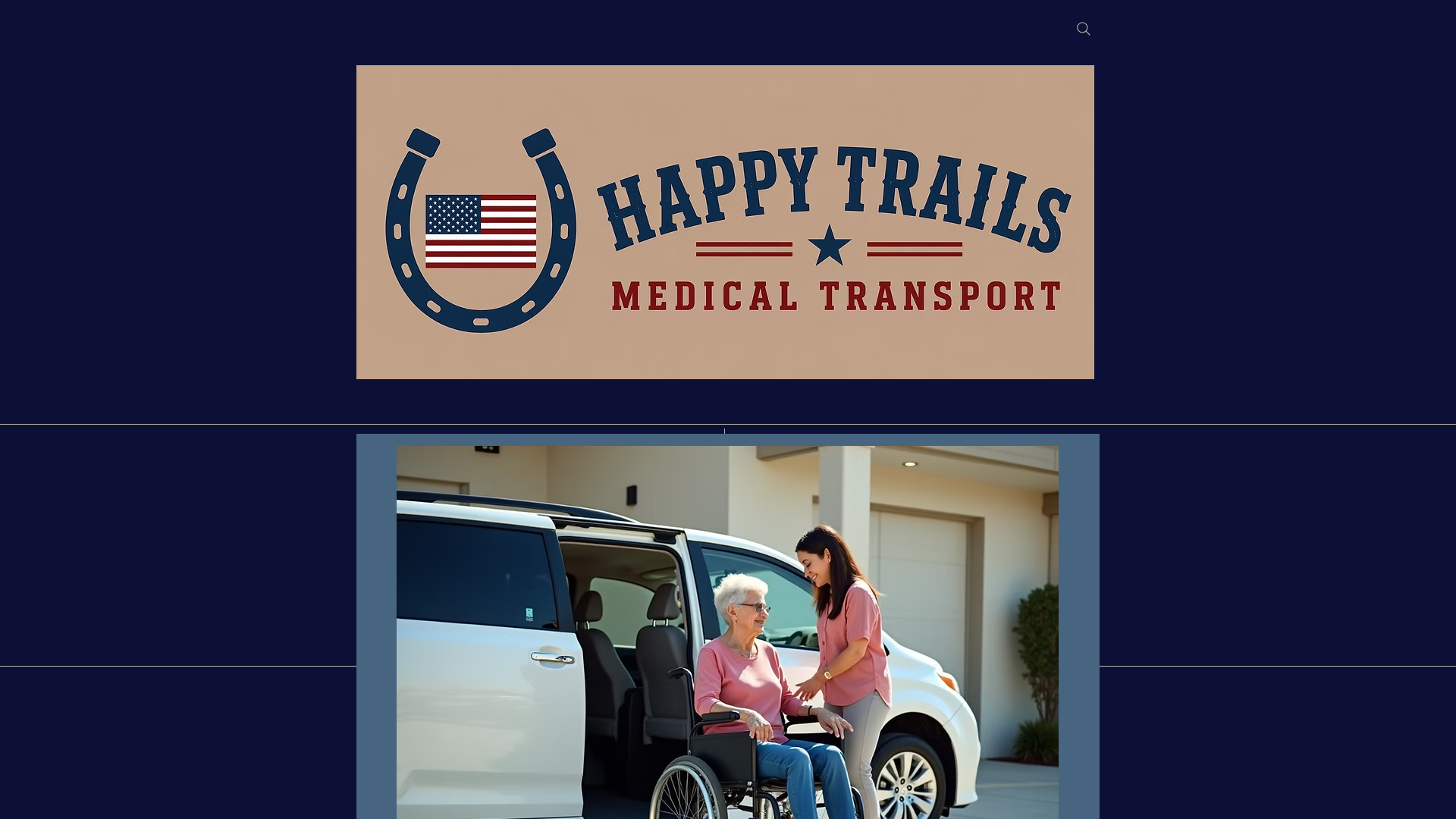 website screenshot of https://happytrailsmedicaltransport.com/
