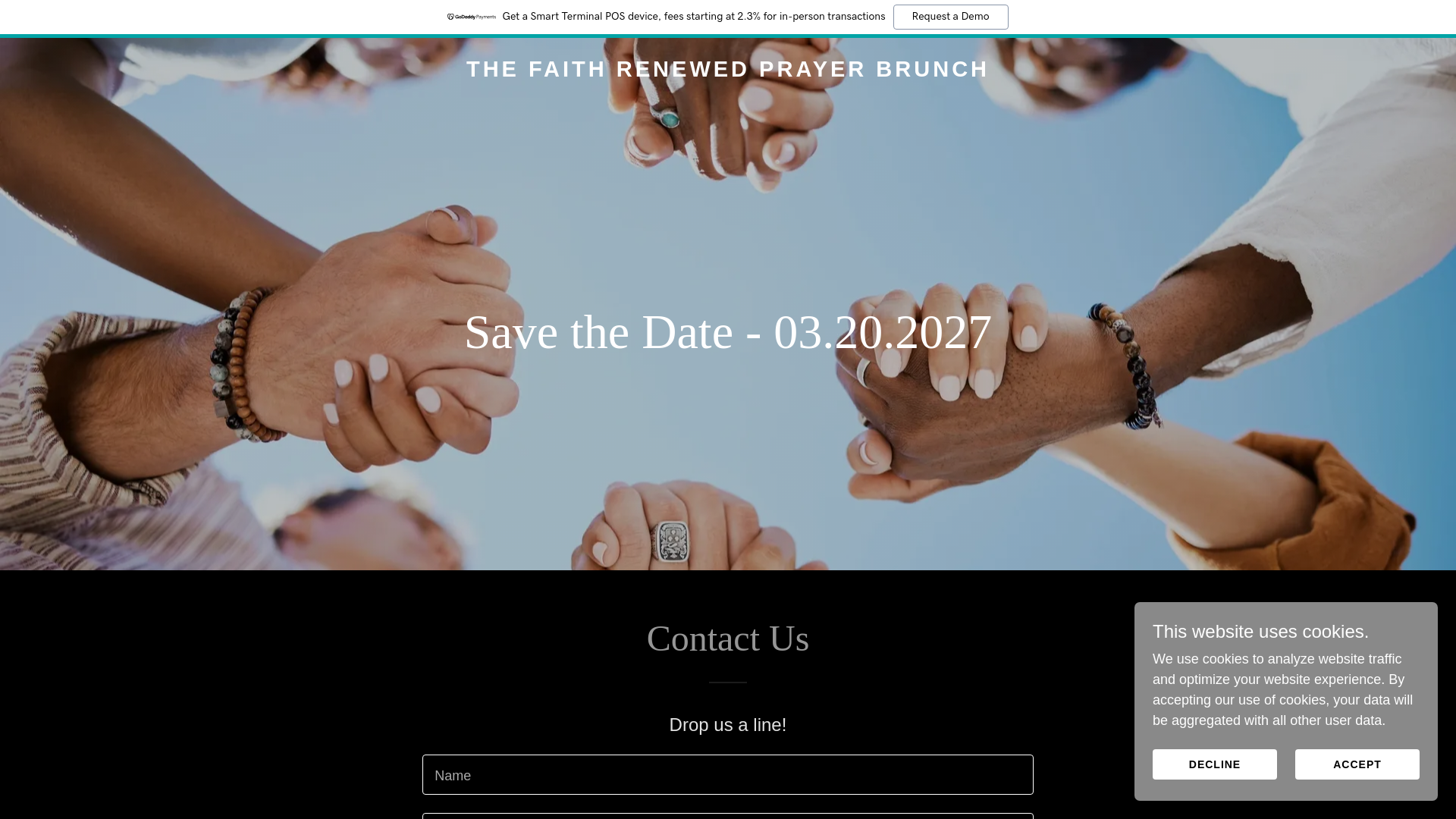website screenshot of https://faithrenewedprayerbrunch.com/