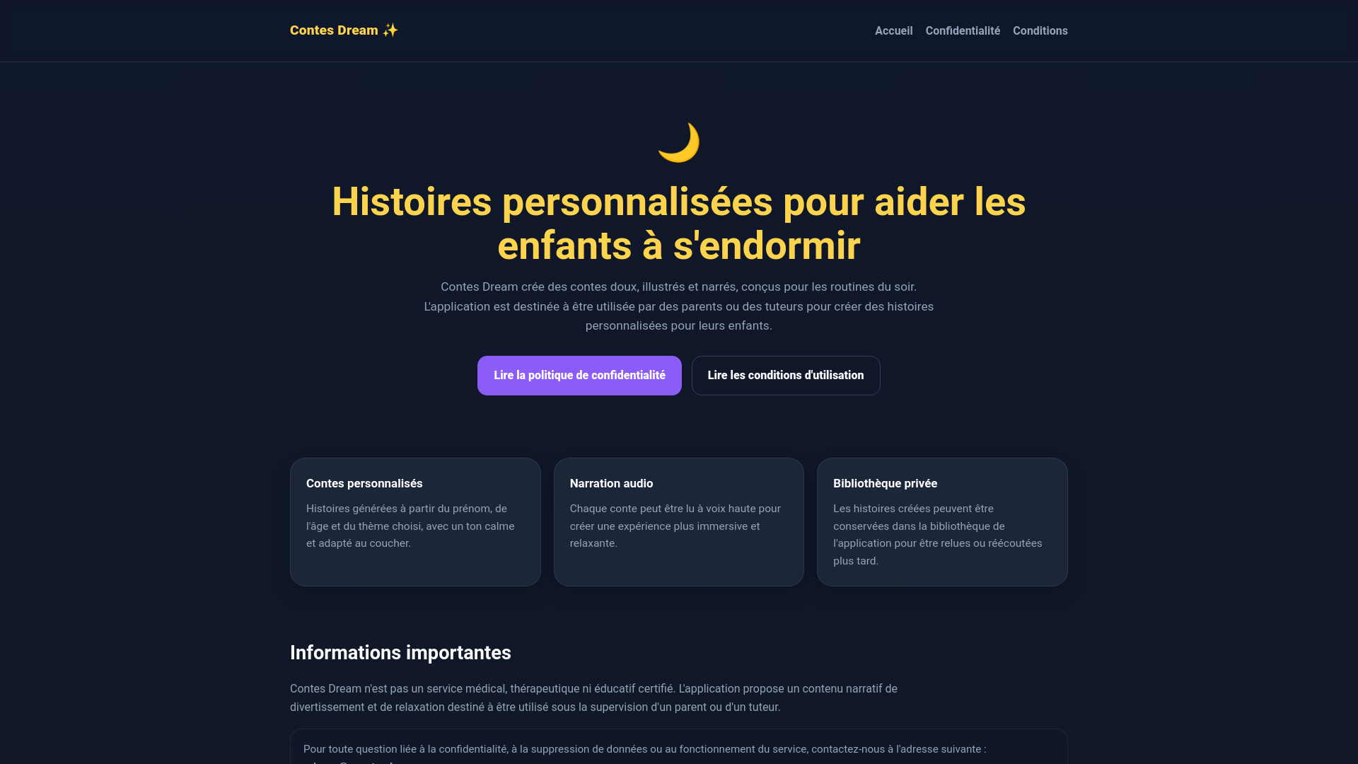 website screenshot of https://cuentosdream.com/