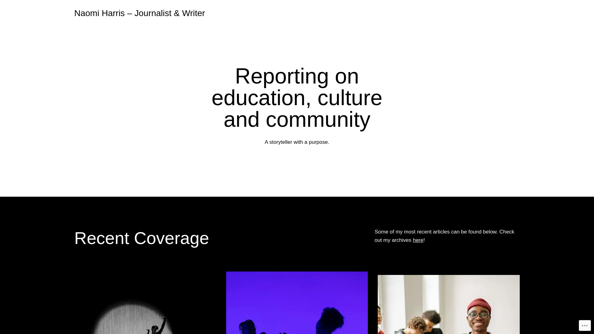 website screenshot of https://naomijoywrites.com/