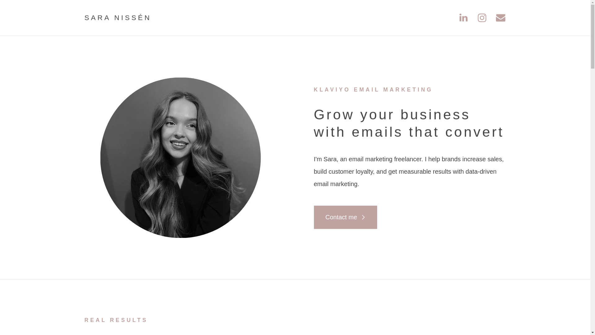 website screenshot of https://saranissen.com/