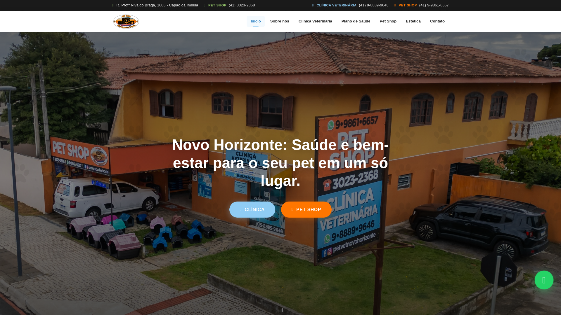 website screenshot of https://petvetnovohorizonte.com.br/