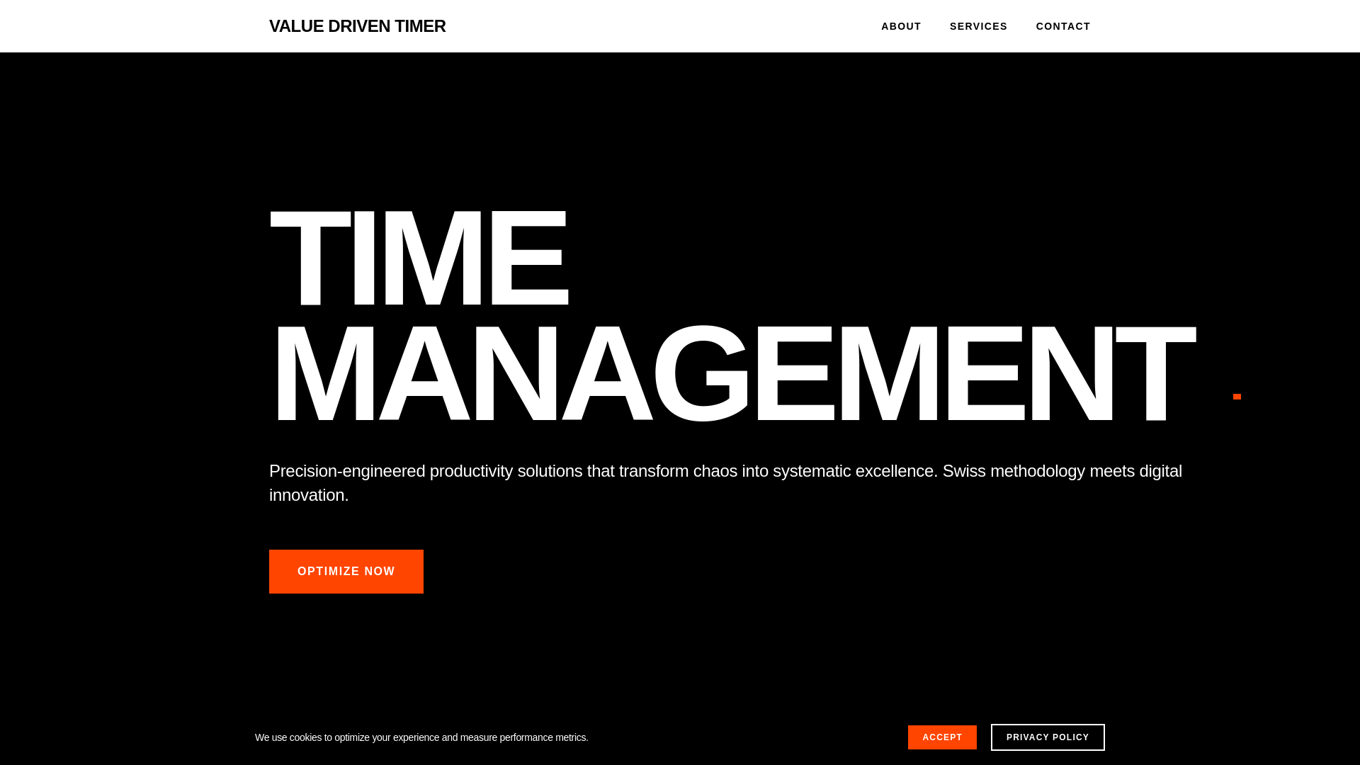 website screenshot of https://valuedriventimer.digital