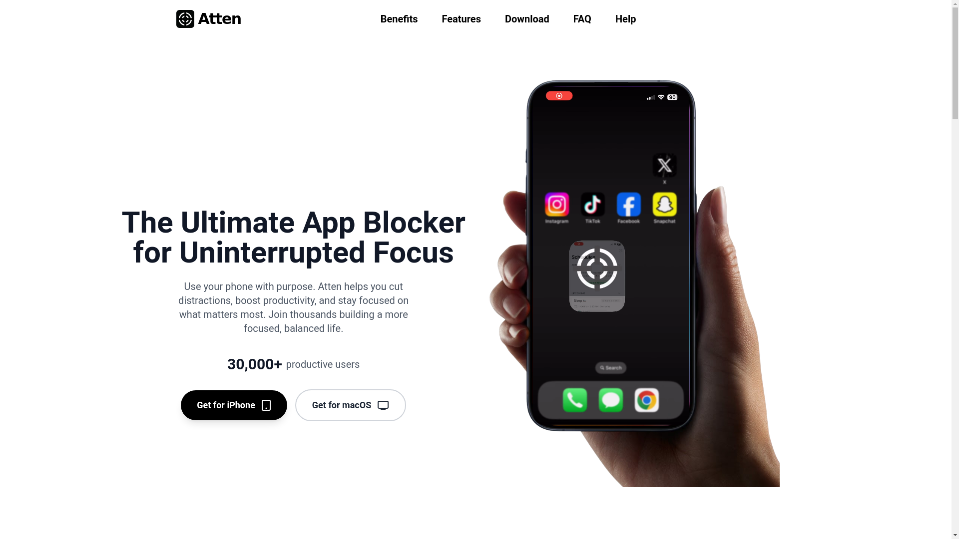 website screenshot of https://atten-landing.pages.dev/