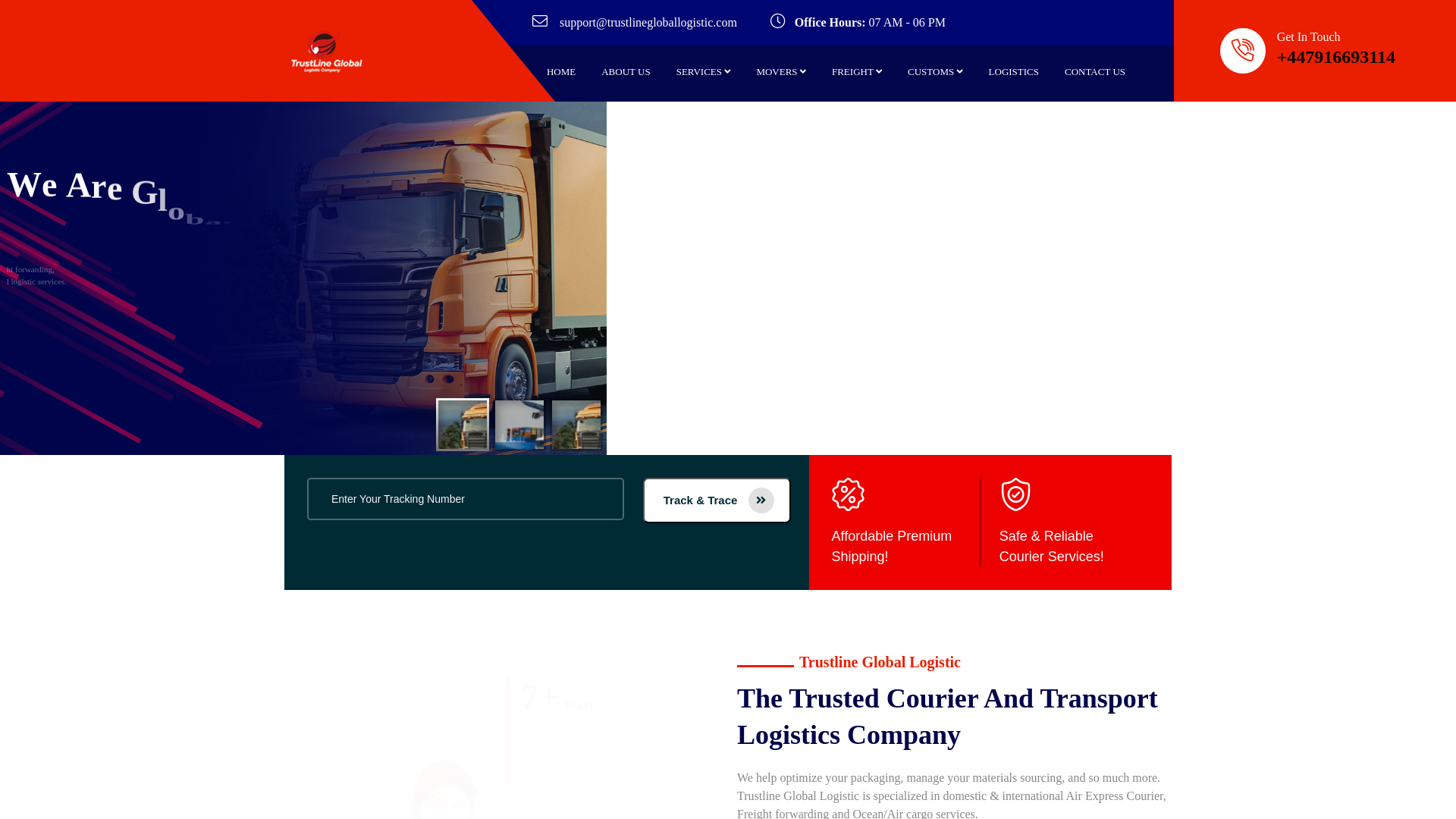 website screenshot of https://trustlinegloballogistic.com