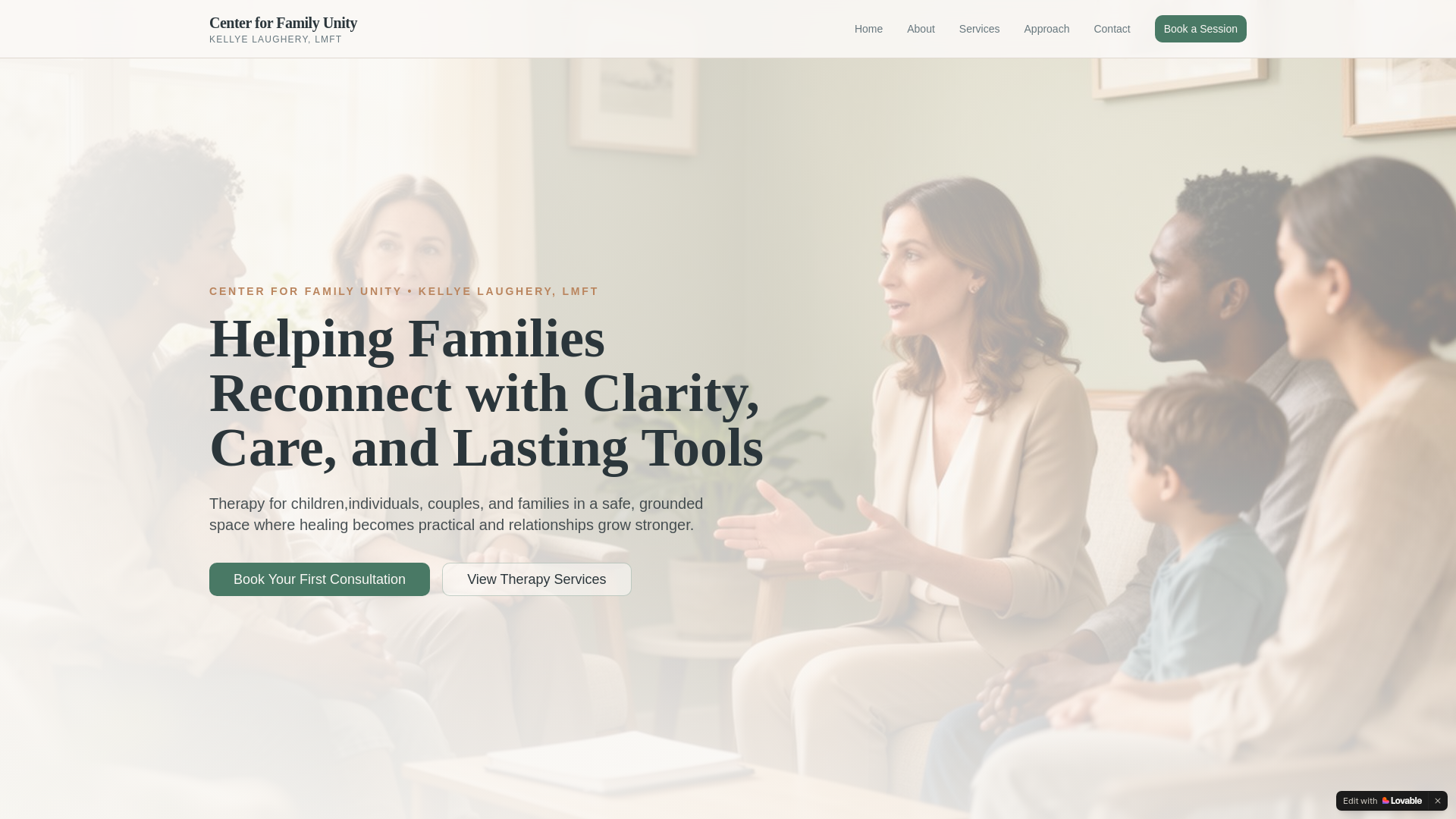 website screenshot of https://centerforfamilyunity.com/