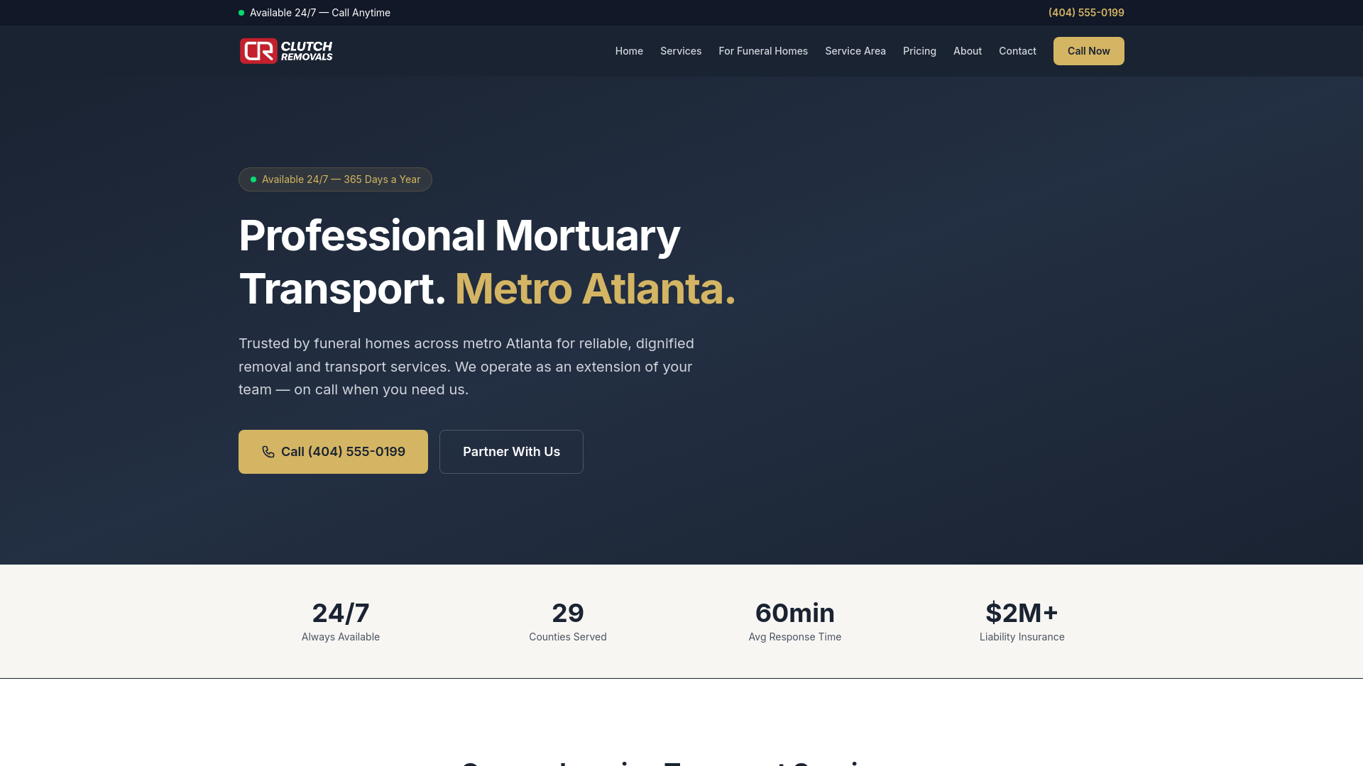 website screenshot of https://clutchremovals.com/