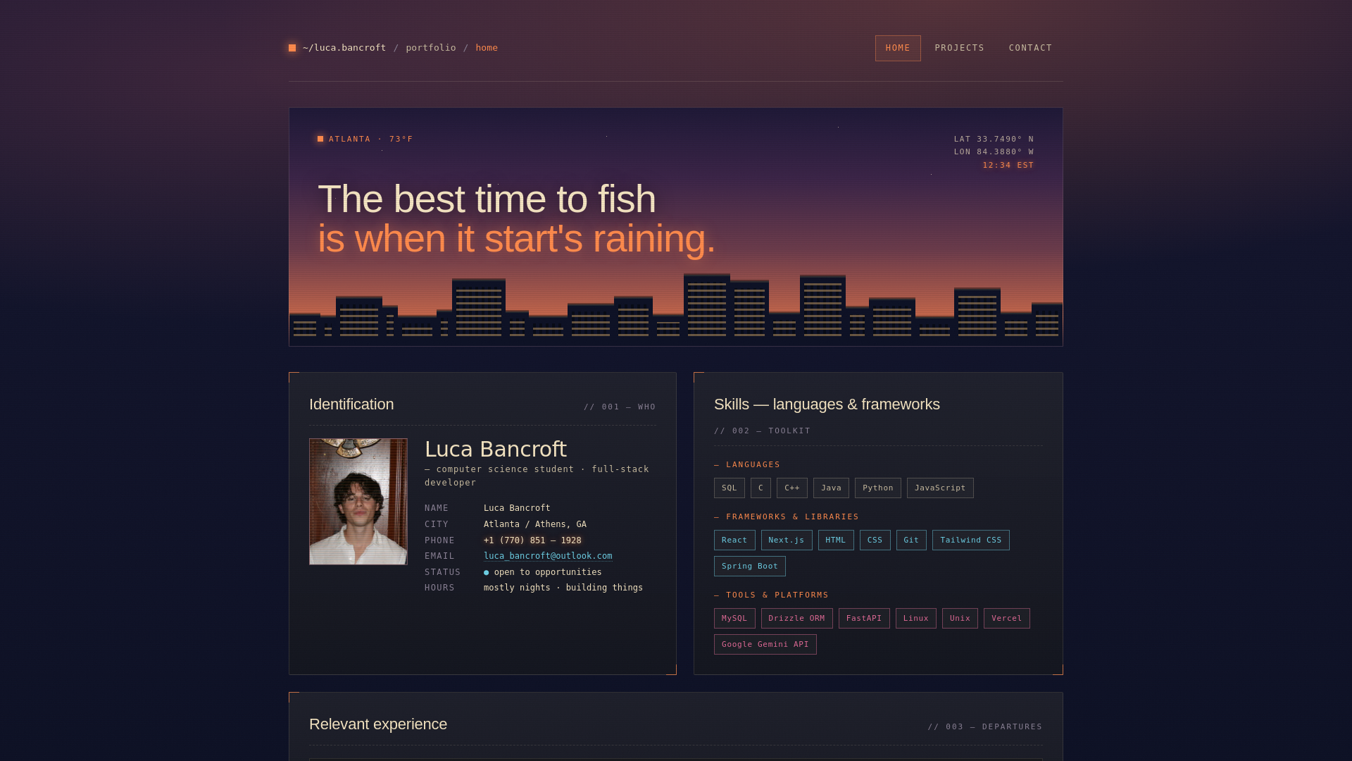 website screenshot of https://lucabancroft.com/