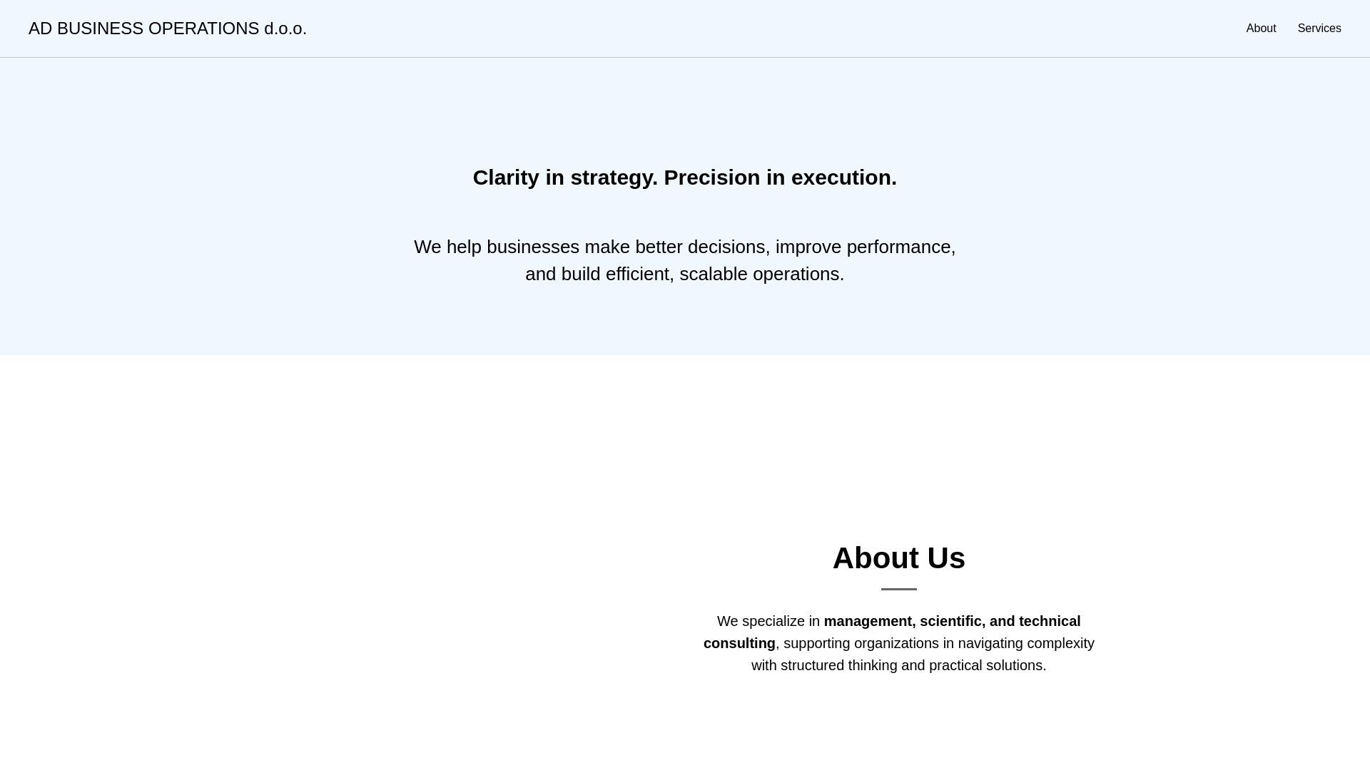 website screenshot of https://adbusinessoperationsdoo.com