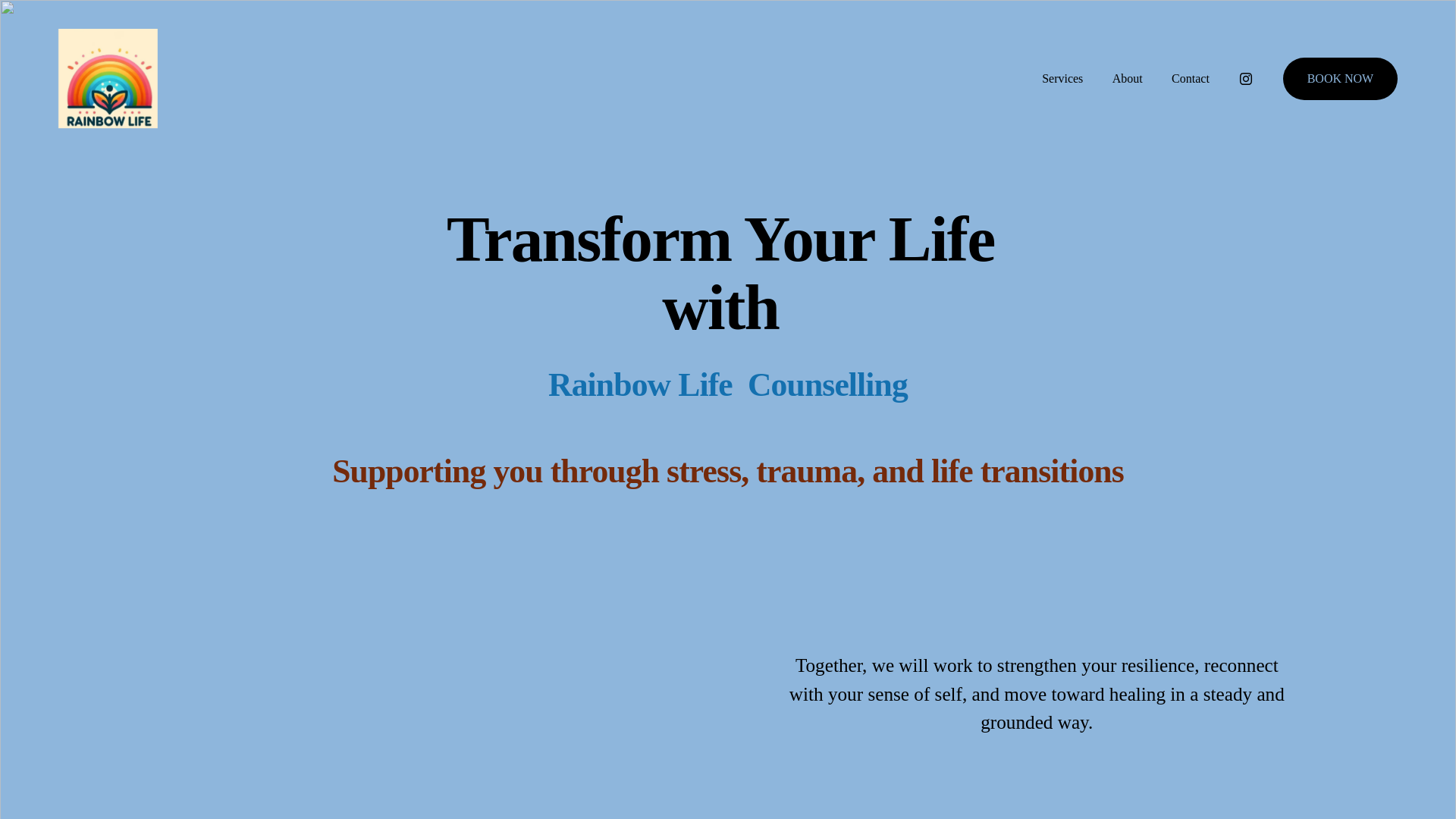 website screenshot of https://rainbowlifecounselling.com.au/