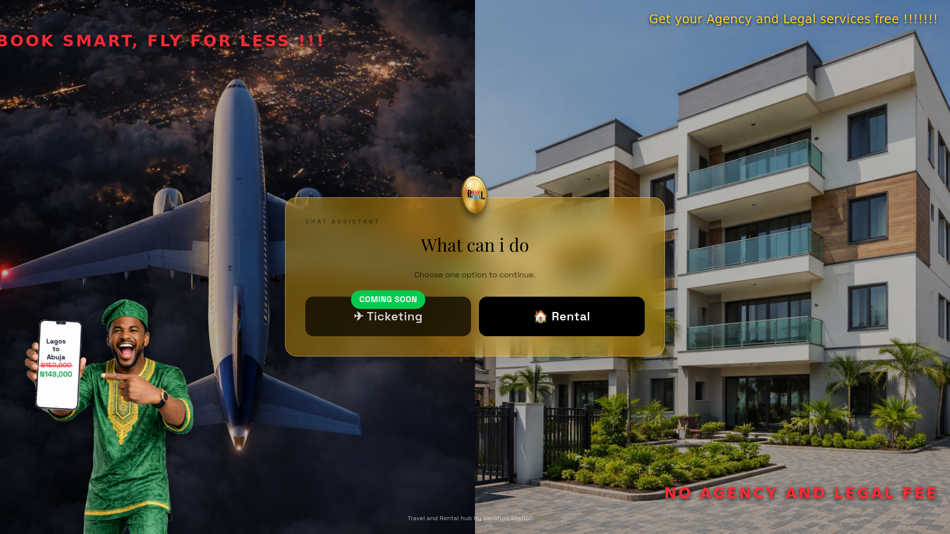 website screenshot of https://travelandrentalhub.com/