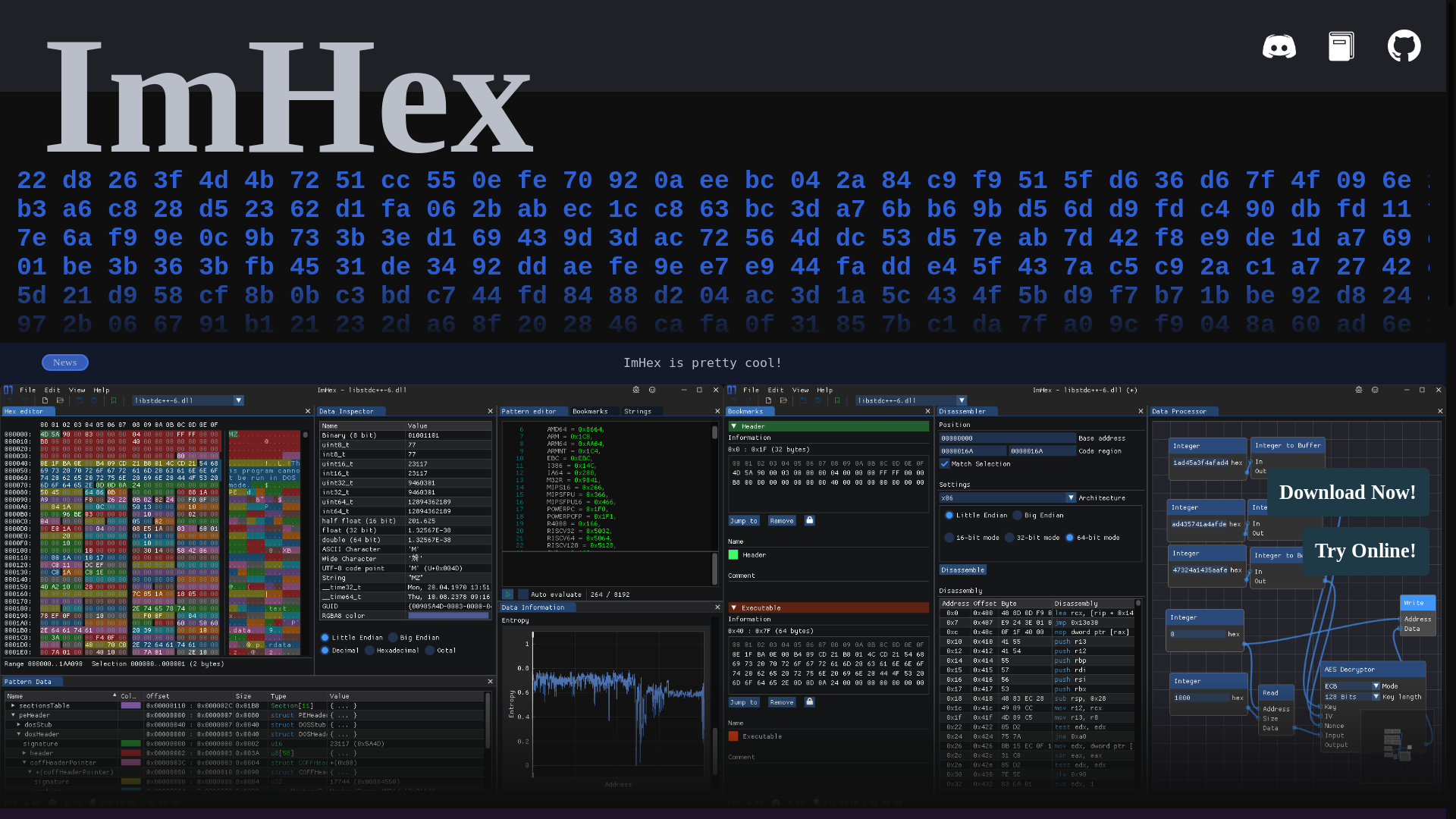 website screenshot of https://imhex.werwolv.net/