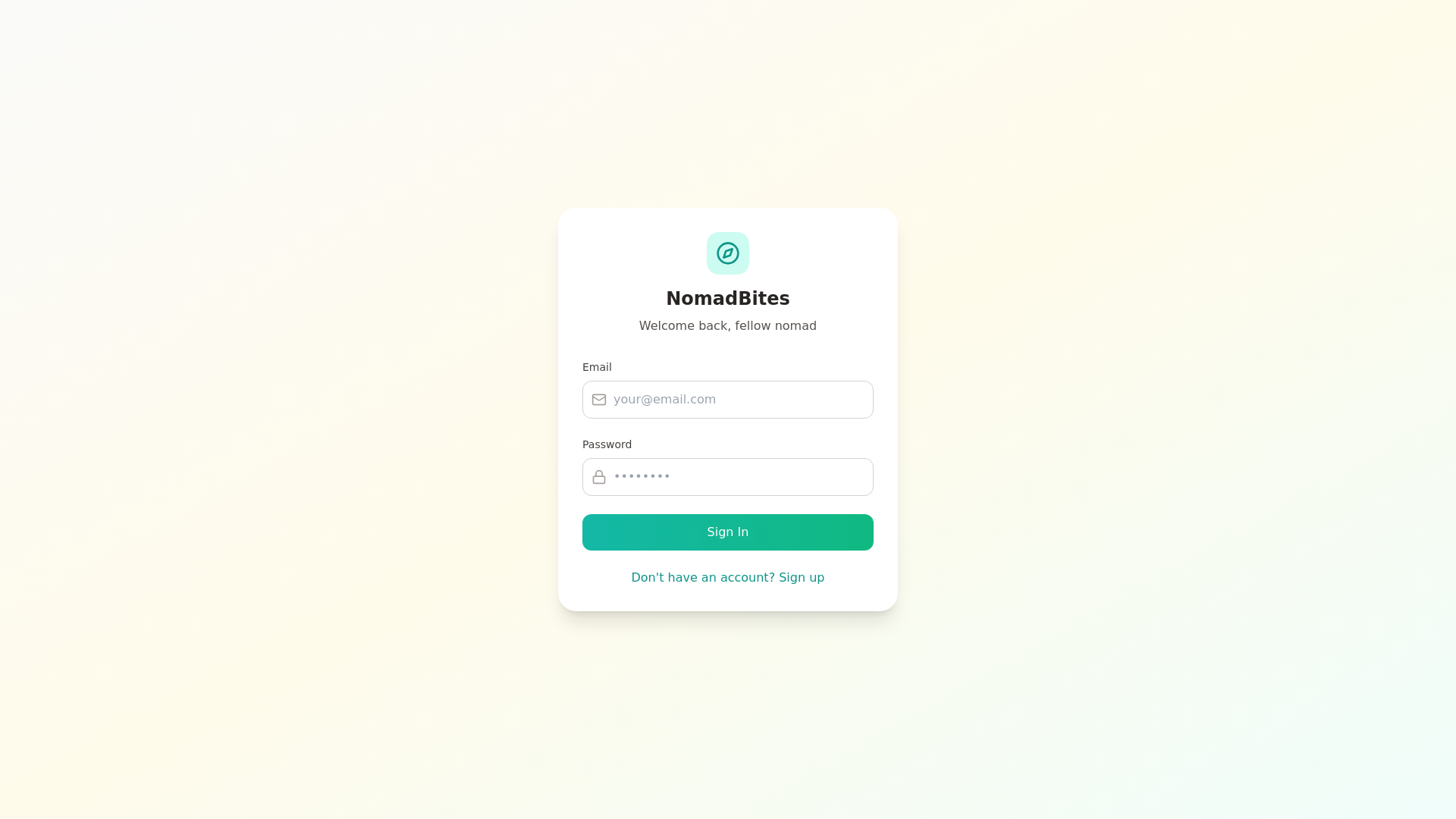 website screenshot of https://nomadbites.shop/