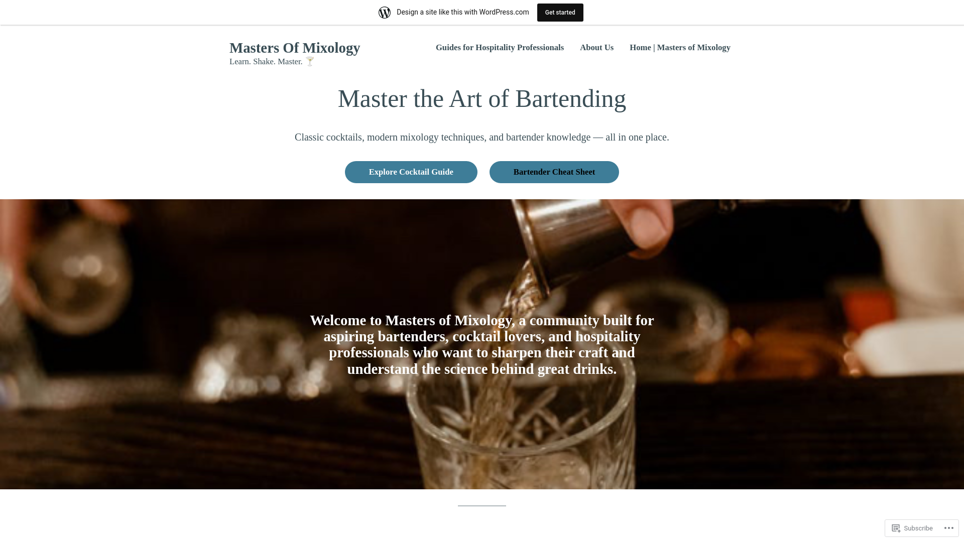 website screenshot of https://mastersofmixology.app/