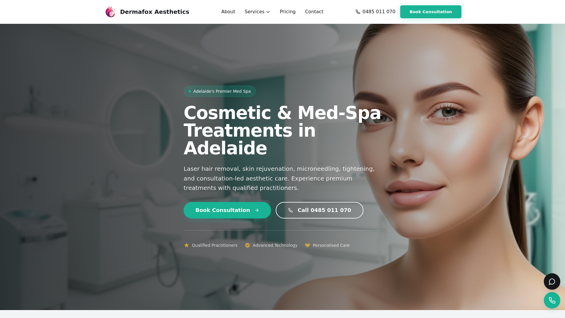 website screenshot of https://dermafoxaesthetics.com.au
