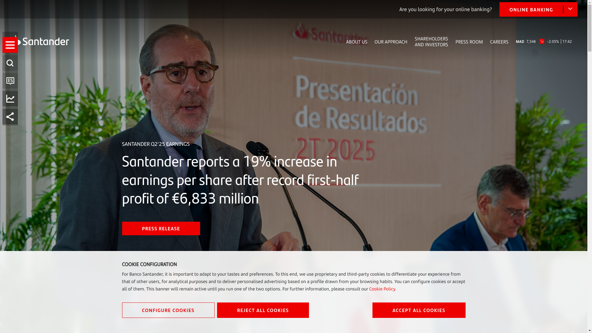 website screenshot of https://santander.com