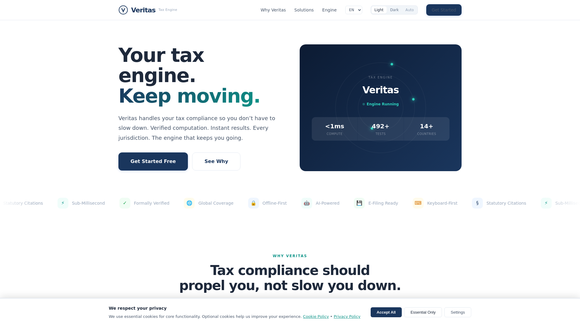 website screenshot of https://useveritas.ai/