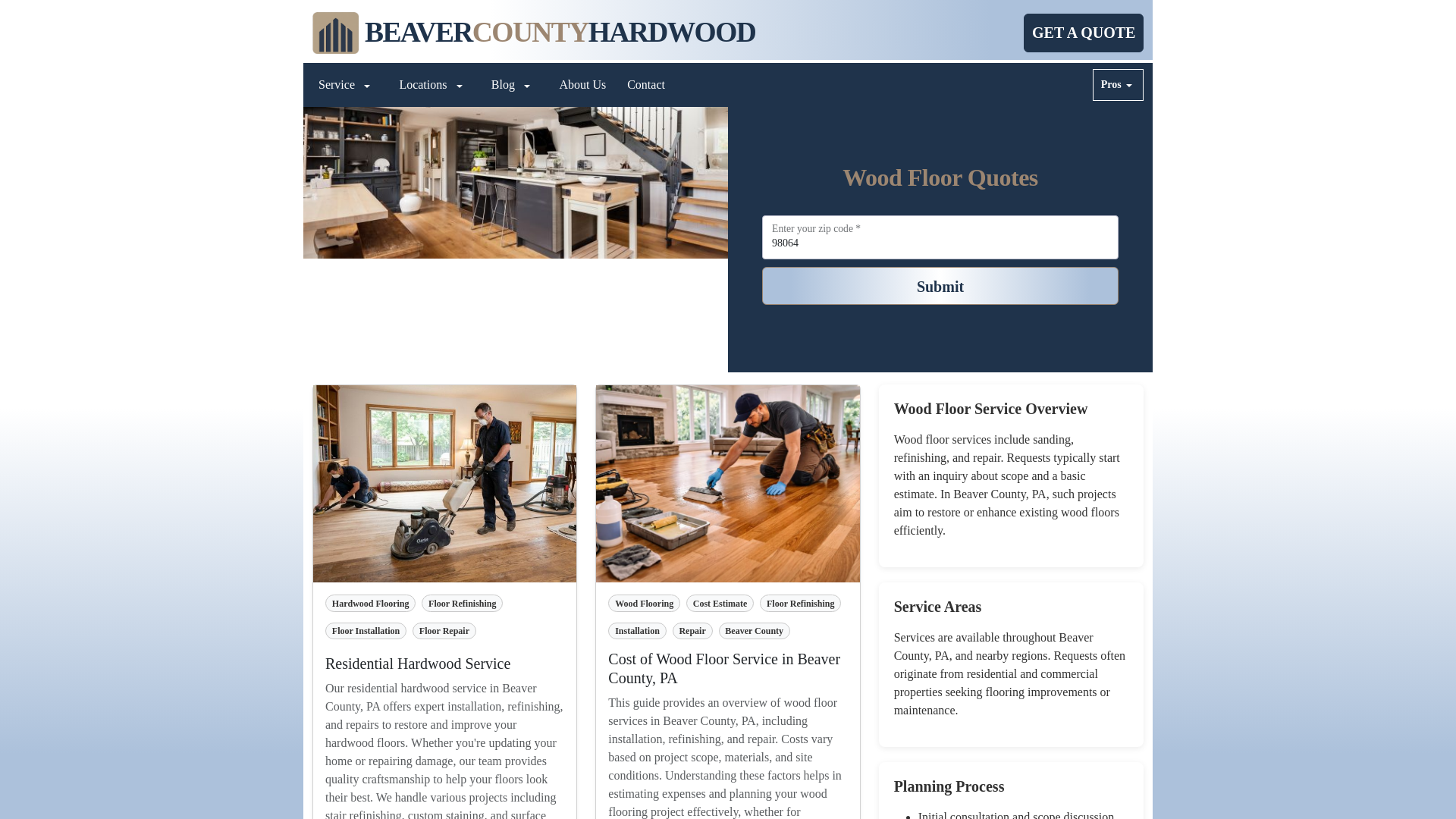 website screenshot of https://beavercountyhardwood.com/