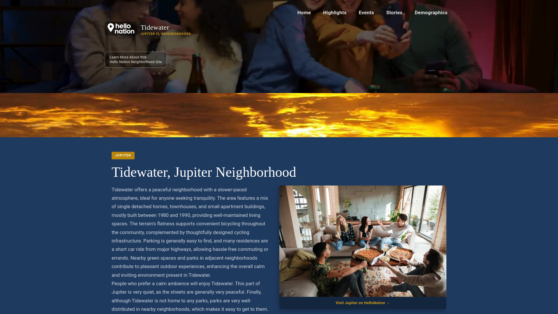 website screenshot of https://tidewaterjupiterneighborhood.org/