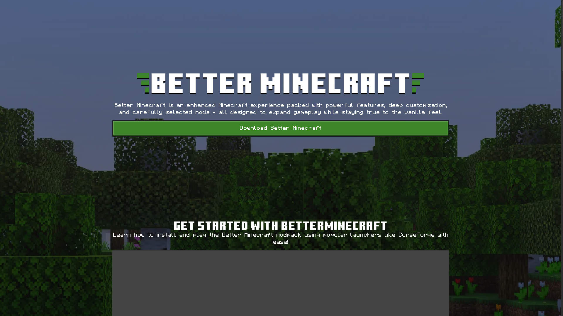 website screenshot of https://betterminecraft.world/