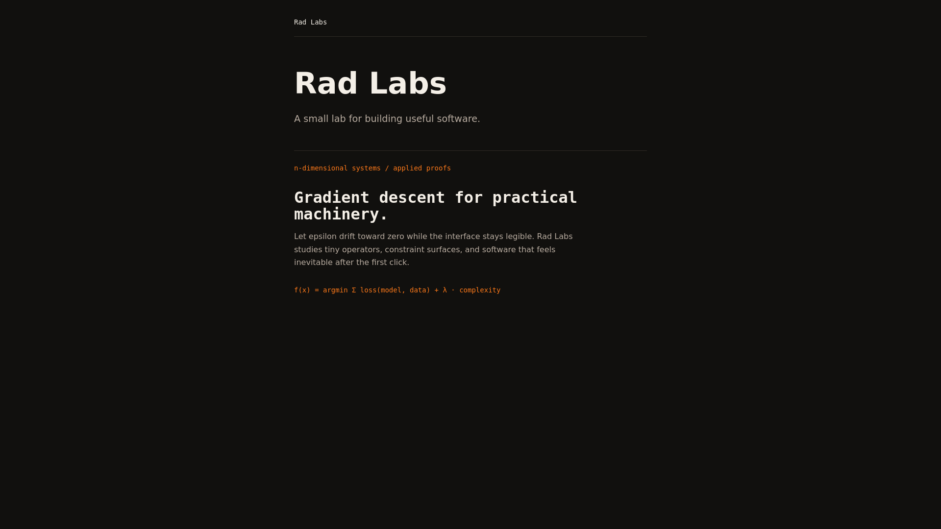 website screenshot of https://rad-labs.pages.dev/