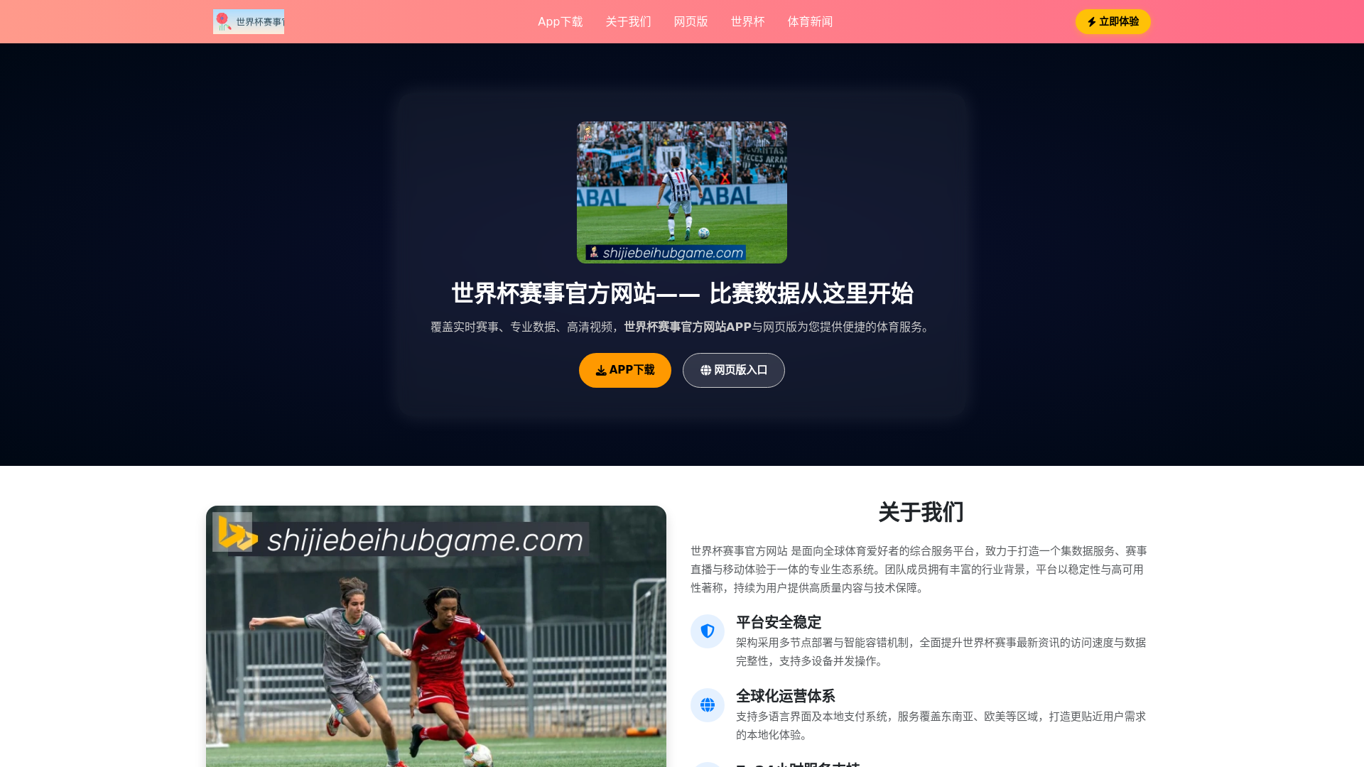 website screenshot of https://shijiebeihubgame.com/