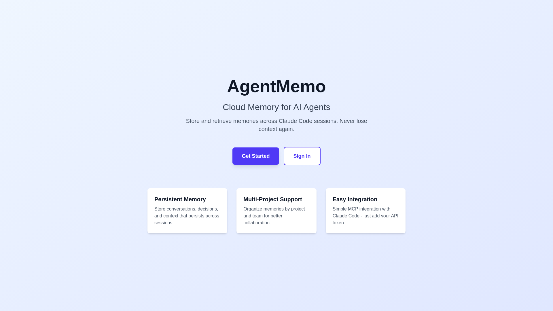 website screenshot of https://agentmemo.pages.dev/